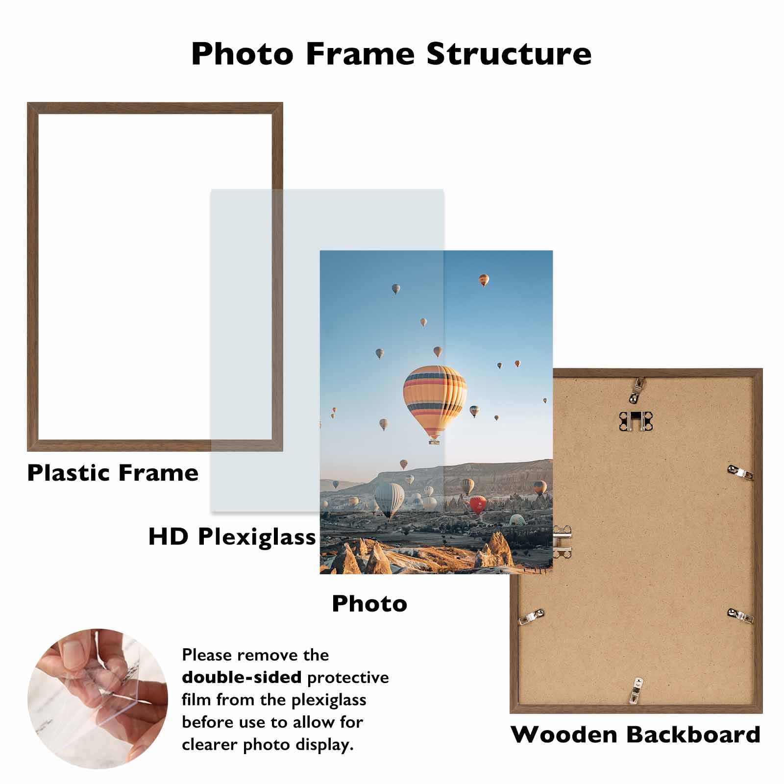 JCJMY 10x13 Picture Frame Brown for Wall Hanging, Wall Mounting Horizontally or Vertically, 10 x 13 Wall Gallery Poster Photo Fr