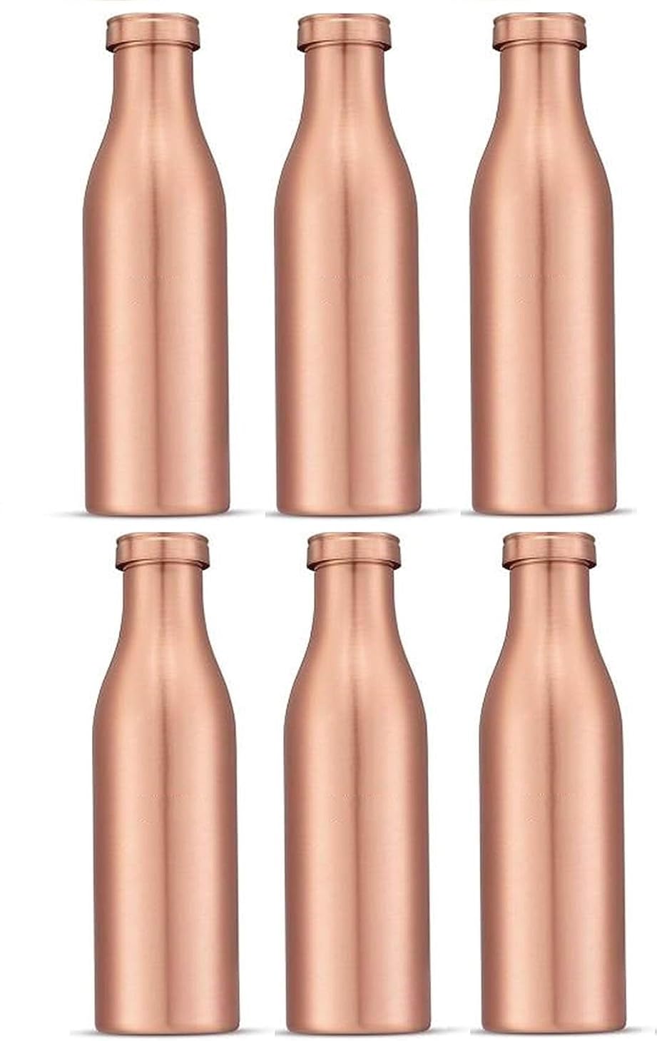 Imago Copper Water Bottle, 1L, Set Of 6, Copper