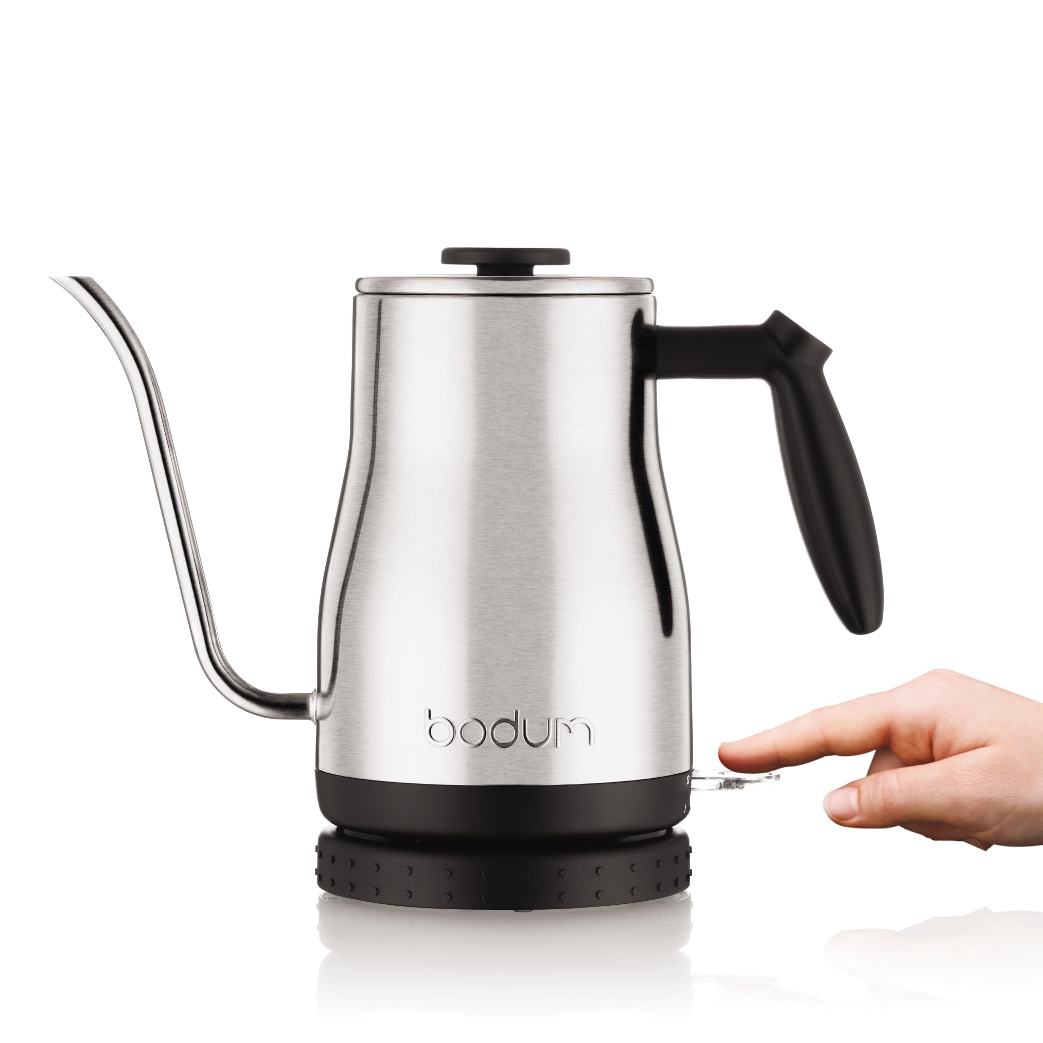 Bodum 34 Oz Bistro Gooseneck Electric Water Kettle, Pour Over Coffee & Tea, Brushed Stainless Steel