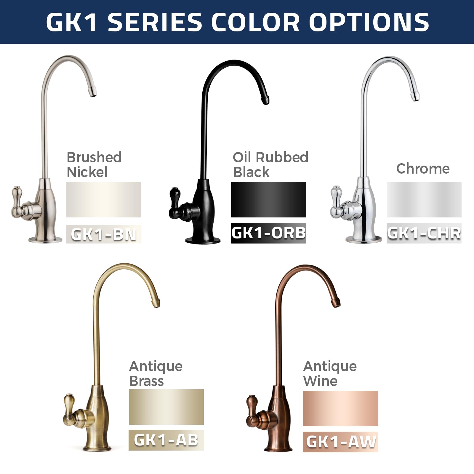 Ispring Gk1-Bn Heavy Duty Reverse Osmosis Faucet, High Spout Kitchen Bar Sink Drinking Water Faucet, Contemporary Style Ro Fauce