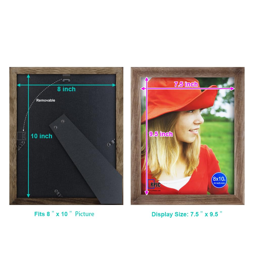 RPJC 8x10 Picture Frames Made of Solid Wood High Definition Glass for Table Top Display and Wall Mounting Photo Frame Carbonized