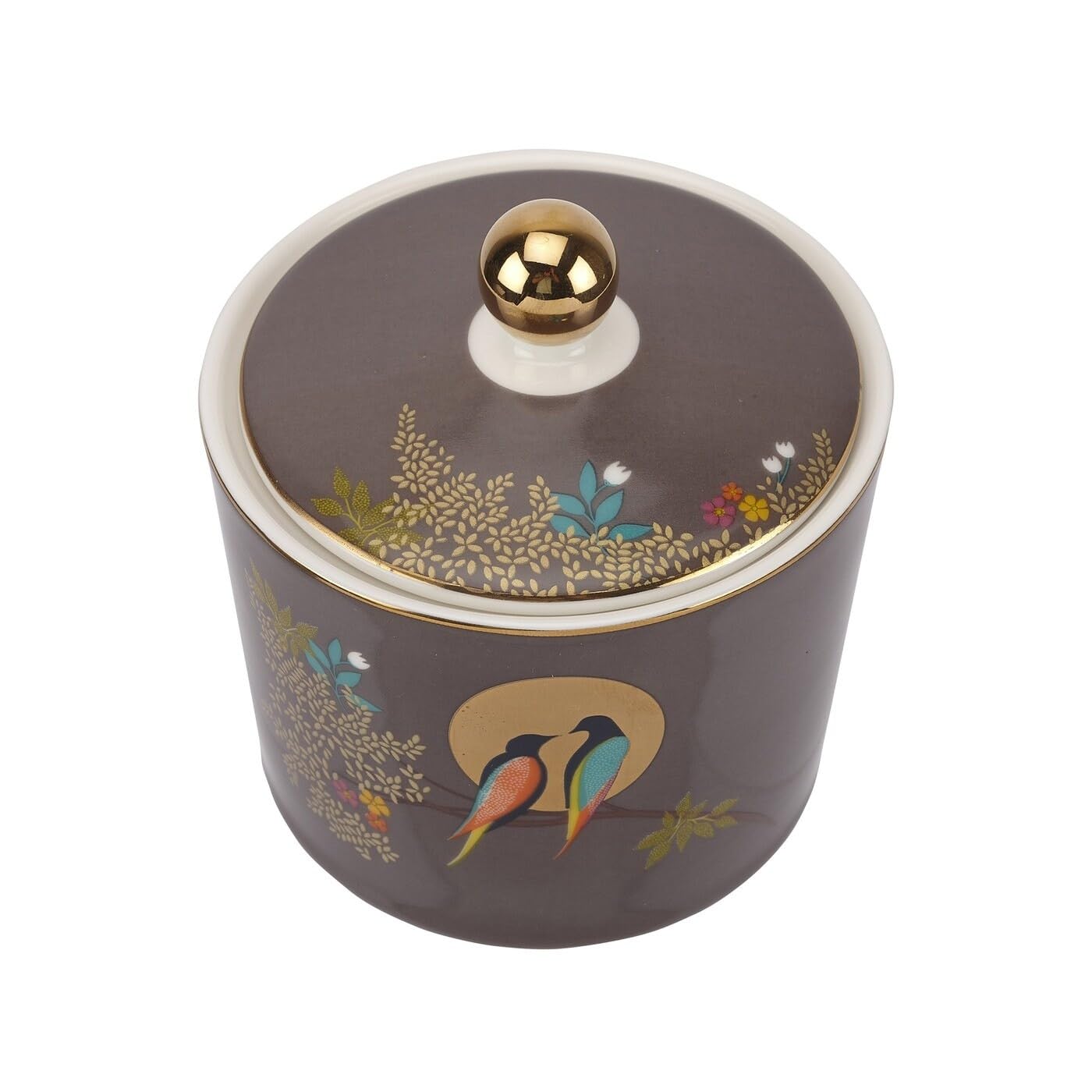 Portmeirion Sara Miller London Chelsea Covered Sugar Bowl | 10 Oz Sugar Jar For Coffee Bar, Home, And Kitchen Countertop | Made