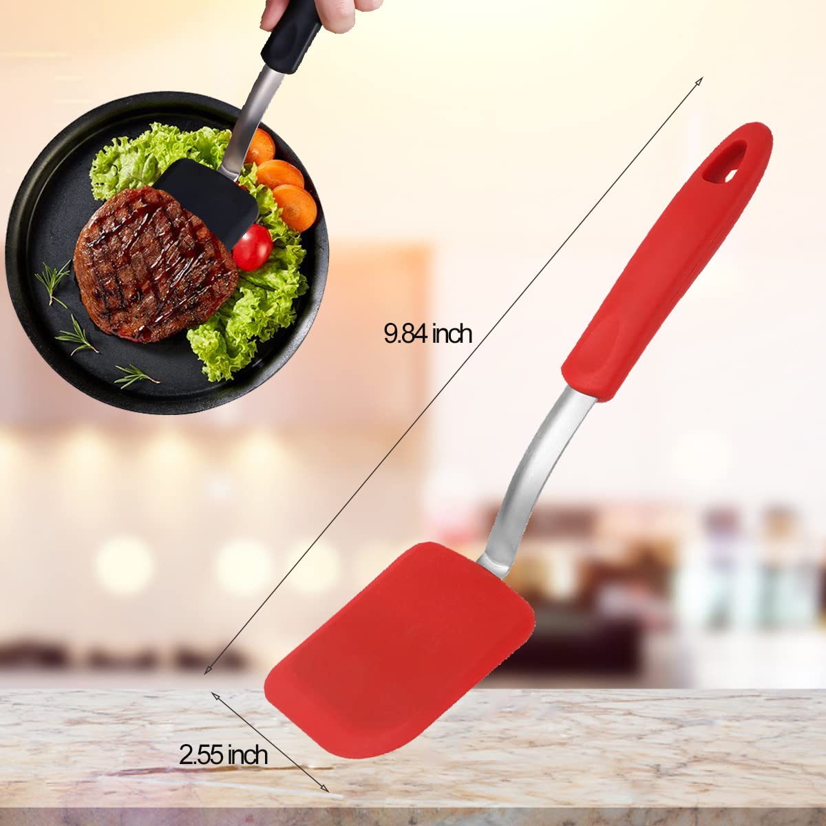 Silicone Cookie Spatula Turner, 2Pcs Silicone Spatula Nonstick Heat-Resistant Mini Brownie Spatula For Flip Egg In Small Frying