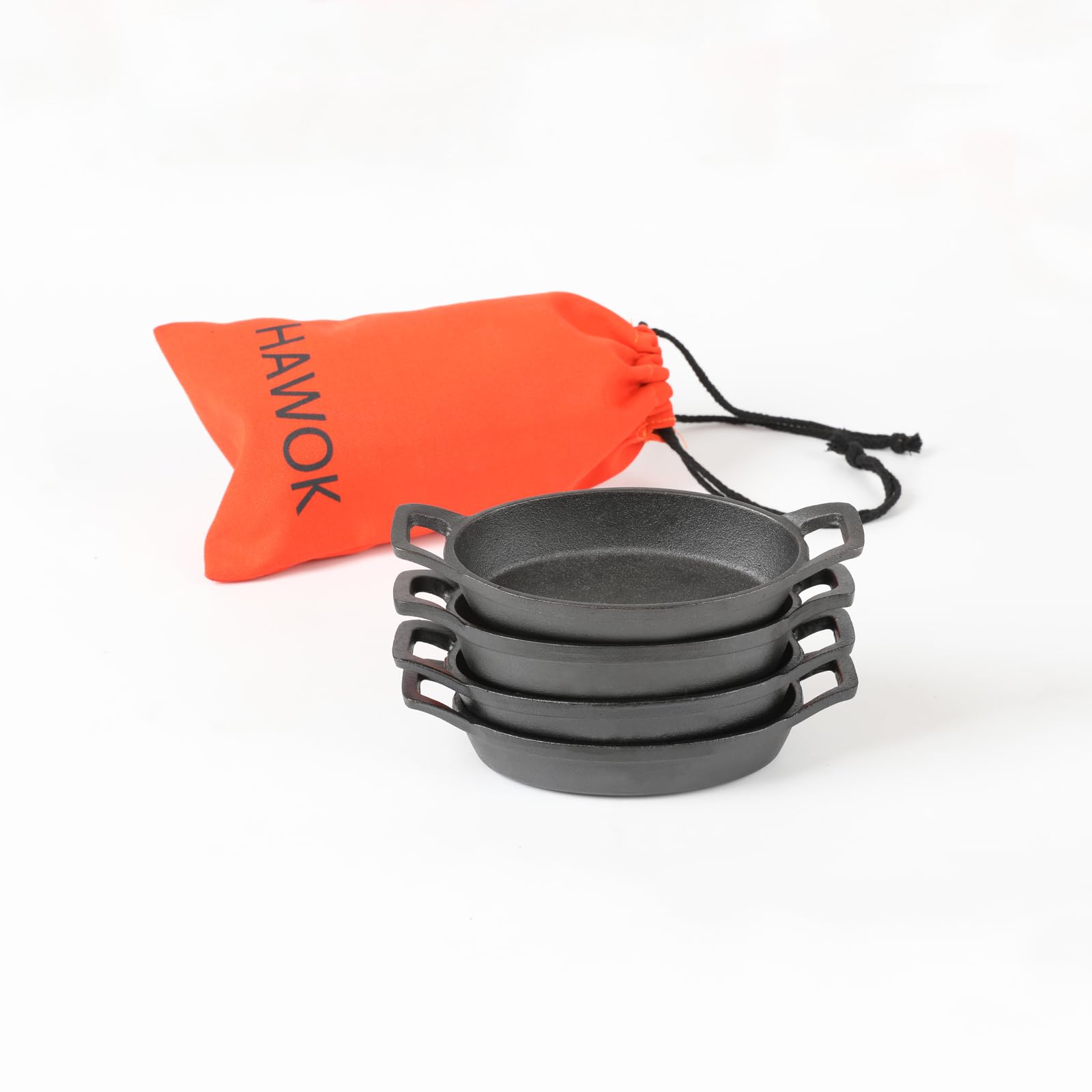 HAWOK Cast Iron Mini Oval Serving Dish 6.1 inchx 3.85 inch set of 4