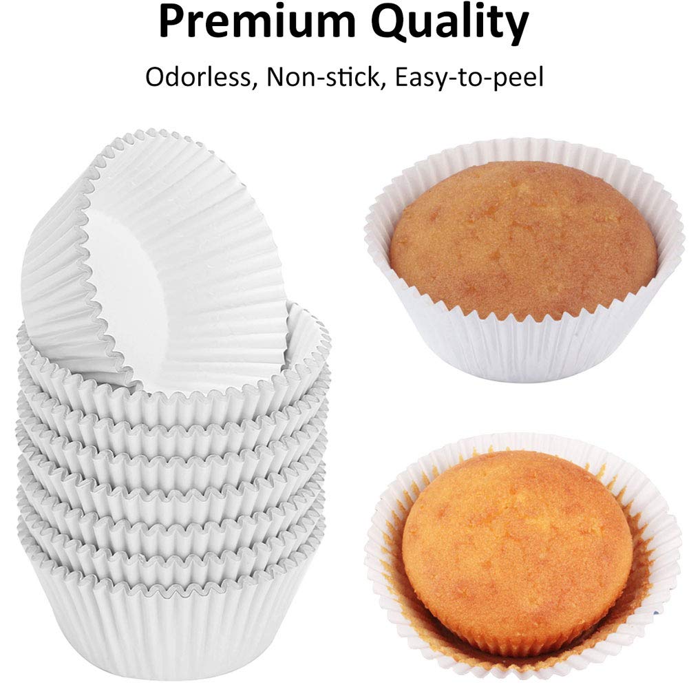 Caperci White Foil Cupcake Liners Standard Muffin Wrappers 150-Pack - Premium Greaseproof & Sturdy Cupcake Papers For Baking