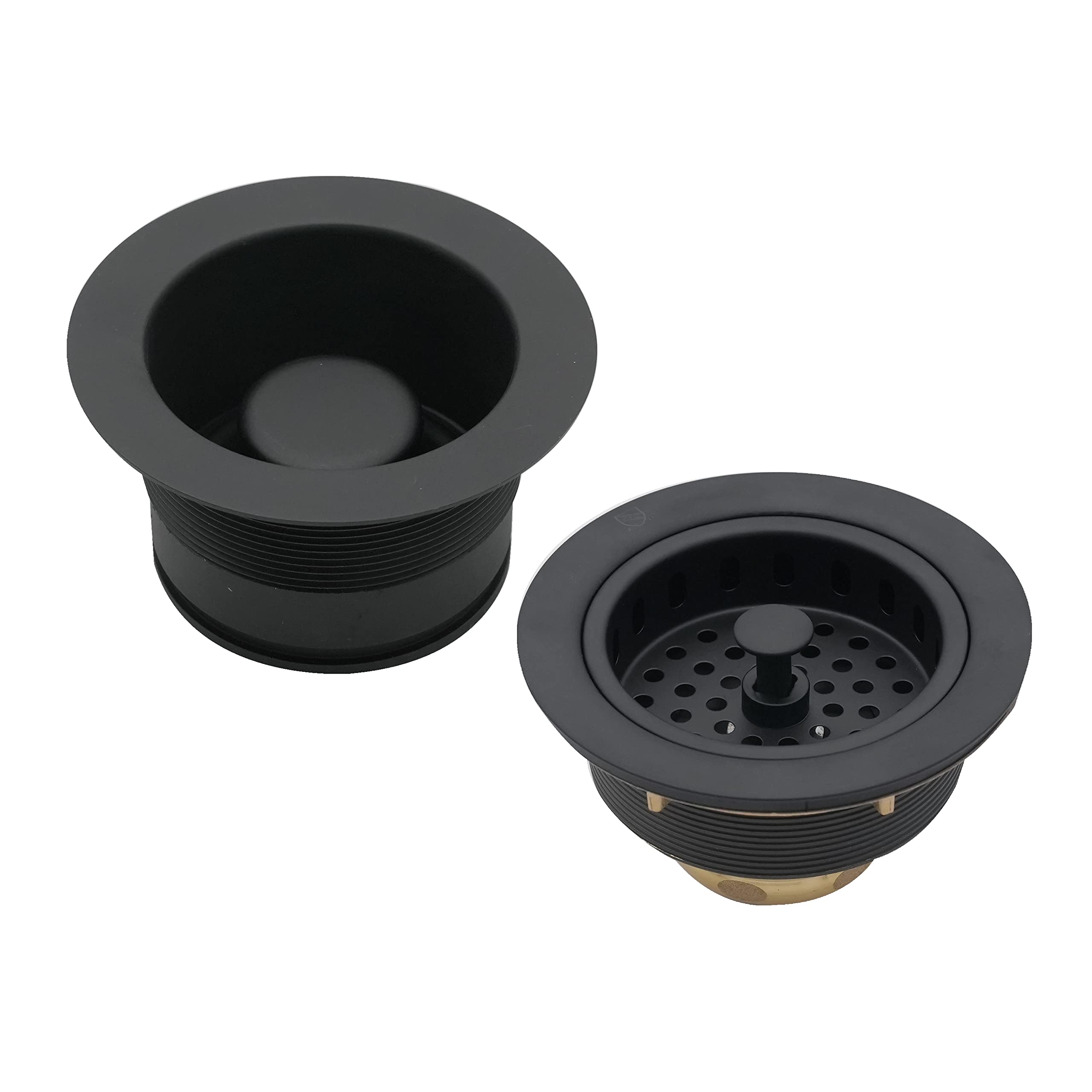Westbrass Co2185-62 Combo Pack 3-1/2'' Post Style Large Kitchen Sink Basket Strainer And Waste Disposal Drain Flange With Stoppe