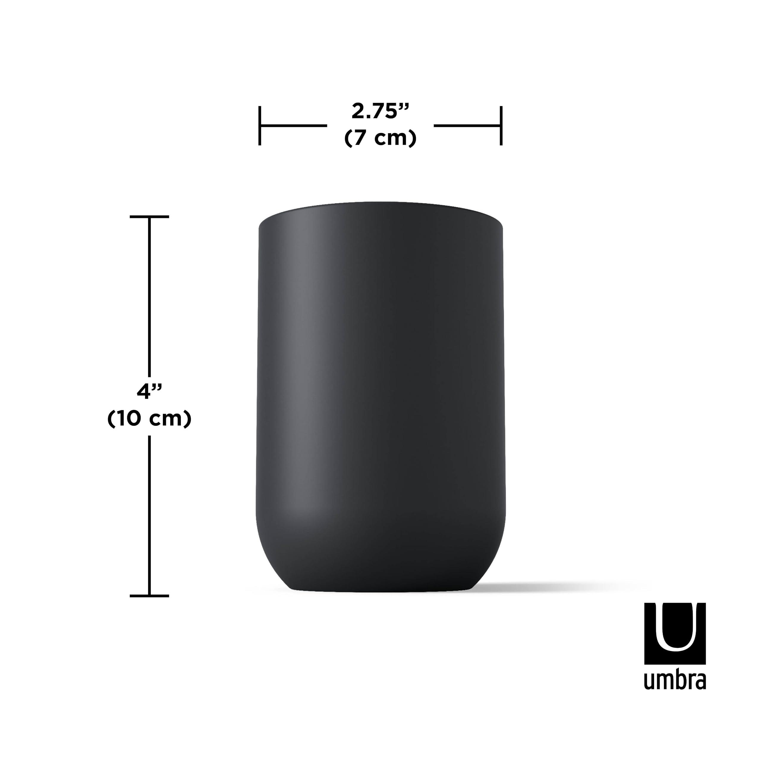 Umbra Junip Accessories Tumbler-Modern Black Resin Holder And Organizer, Perfect For Holding Toothbrushes, Make-Up Brushes And V