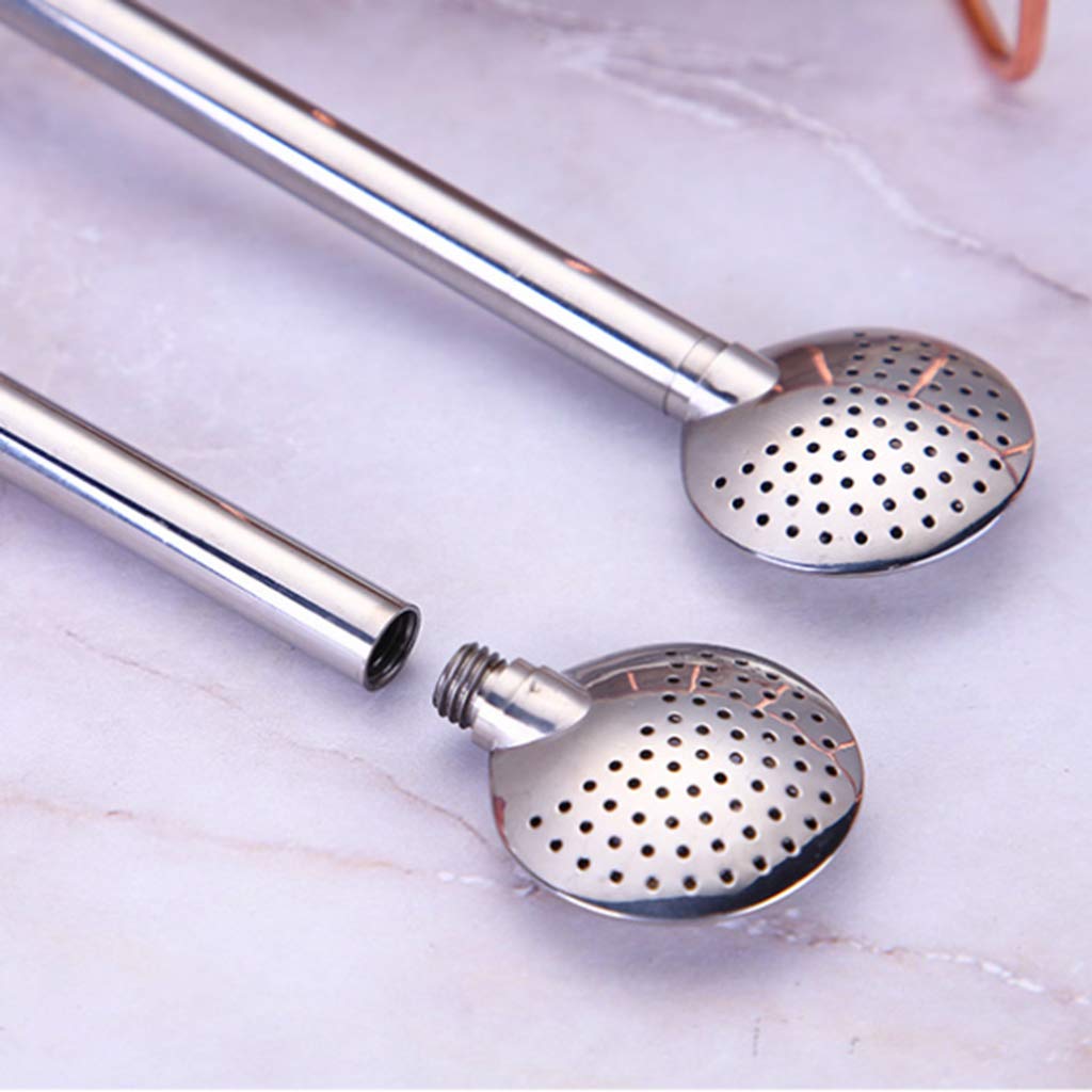 Merishopp Stainless Steel Yerba Mate Straw Spoon Bombilla Tea Strainer Colander  Gray