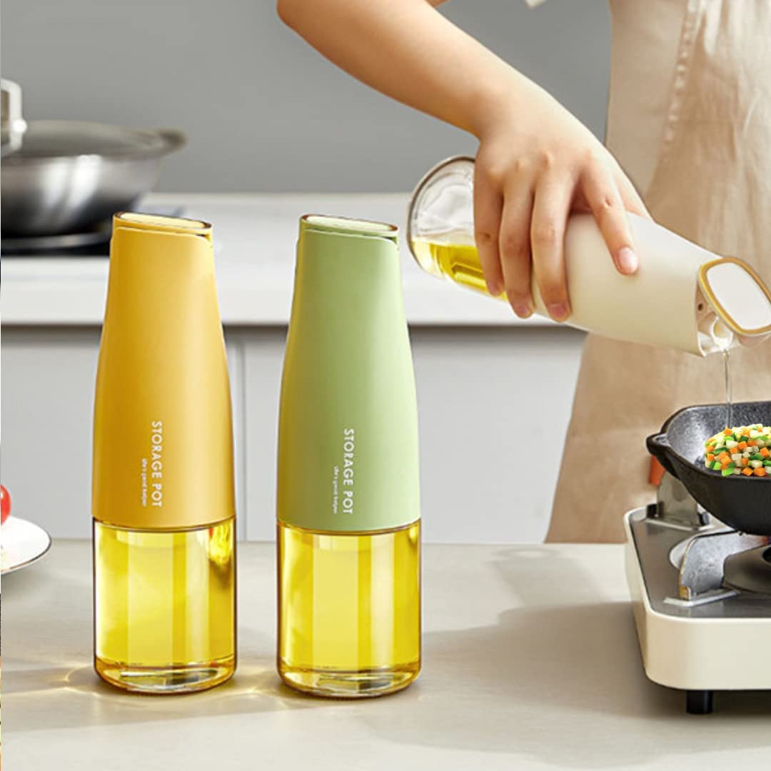 Cyofqd Glass Olive Oil Dispenser, Oil And Vinegar Dispenser Set With Silica Gel Pourers, Weighted Pourer, Drip Free Spout Oil Di