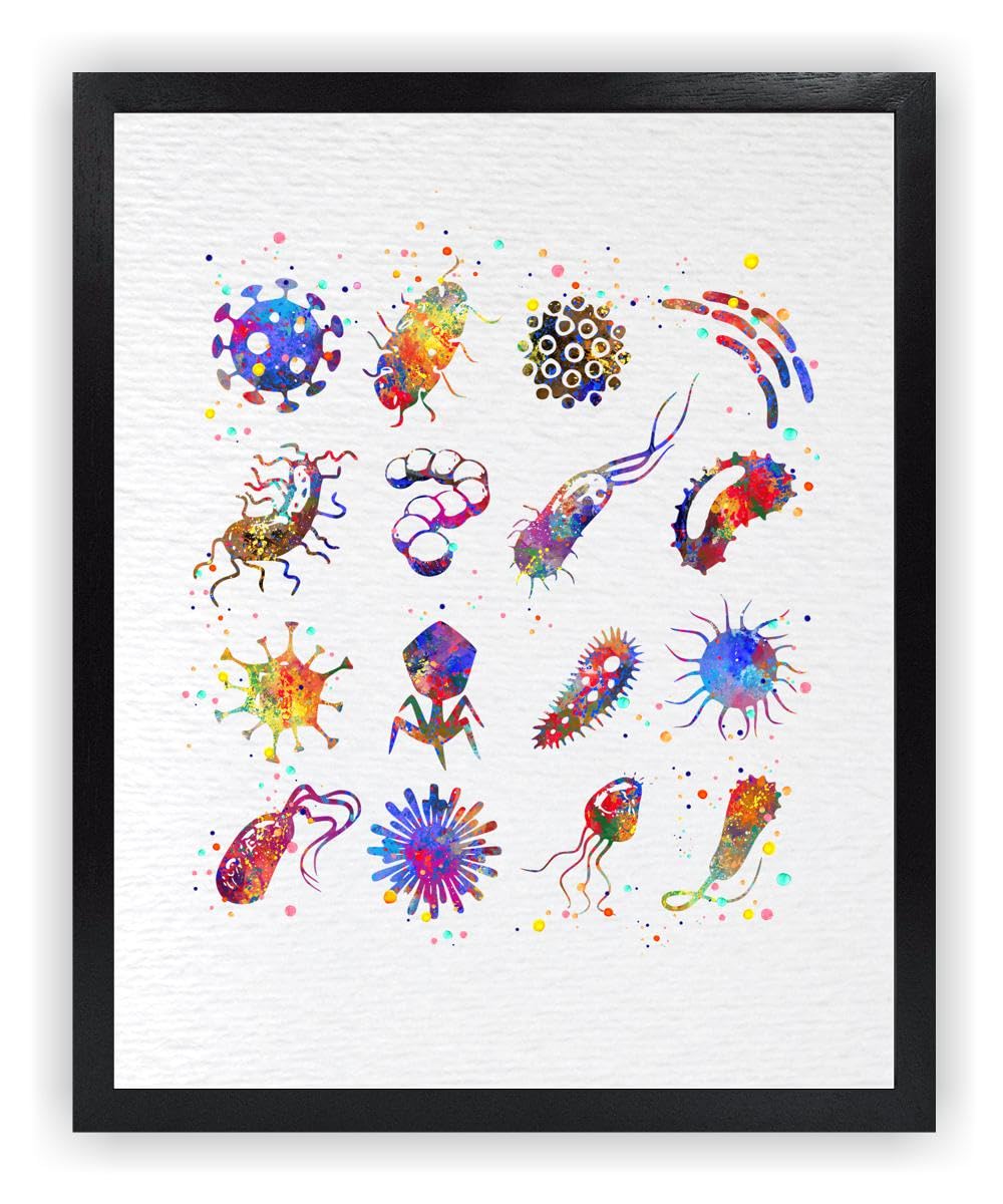 Dignovel Studios 8X10 Unframed Bacteria Watercolor Art Print Biology Medical Art Microbiology Virus Art Abstract Bacteriophage S