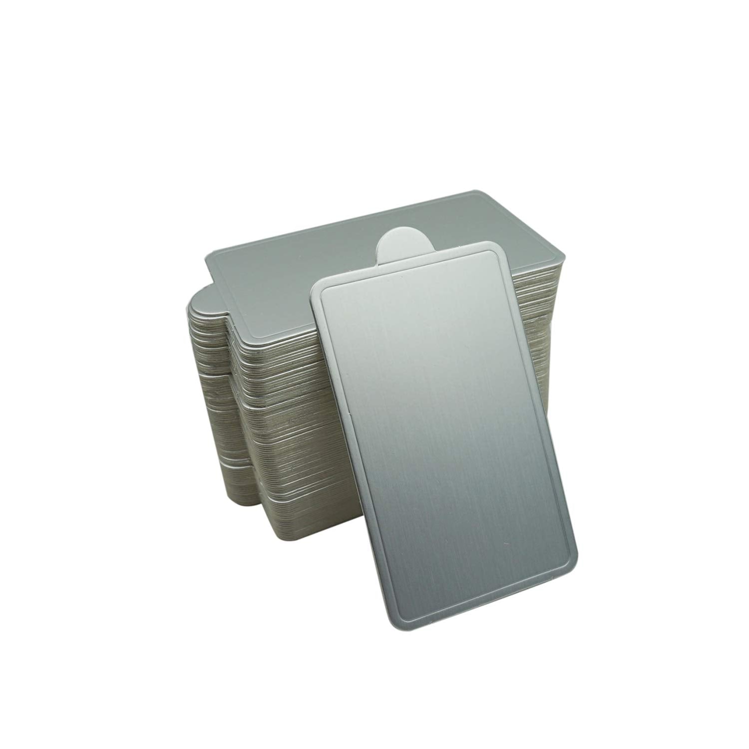 Proshopping 100 Pcs 4.25''X2.36'' Mini Cake Boards, Rectangular Silver Mousse Cake Cardboard Set, Cupcake Cake Base, Dessert Dis