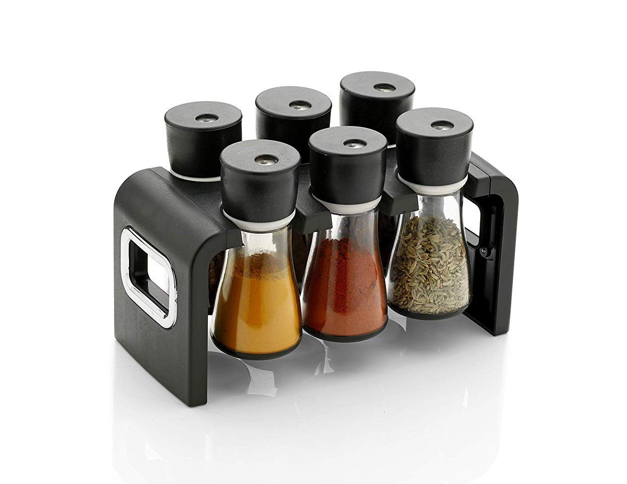 SAJANI 6 Pc Multipurpose Spice Rack Spice Containers for Storage Plastic Stackable and Space Savvy Dining Table Spice Rack for K