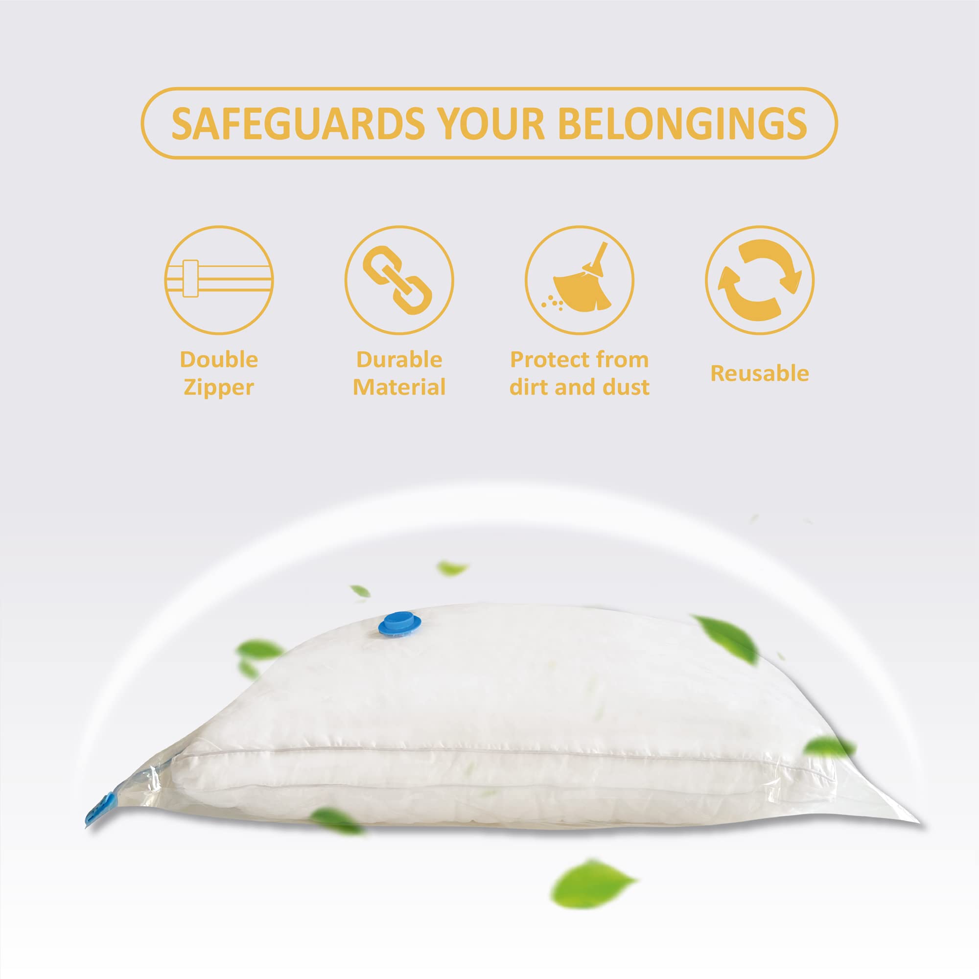 Roomimaster Vacuum Storage Bags, 10 Medium Space Saver Bags, Transparent, Vacuum Seal for Clothes & Bedding, Durable PA+PE Material