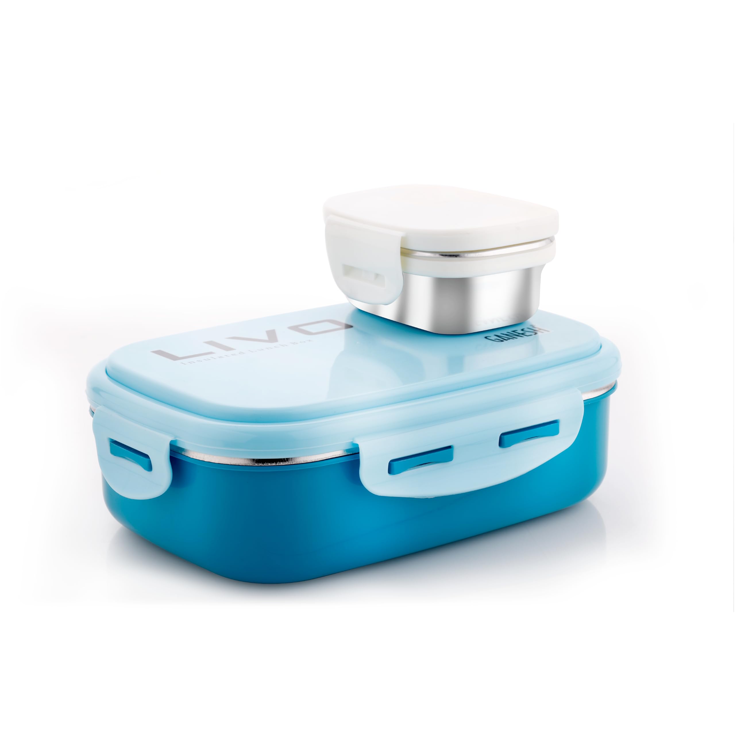 Ganesh Stainless Steel Livo Insulated Lunch Box Container With Airtight Lid For Office & School Use/Food Grade/Air Tight/Easy To
