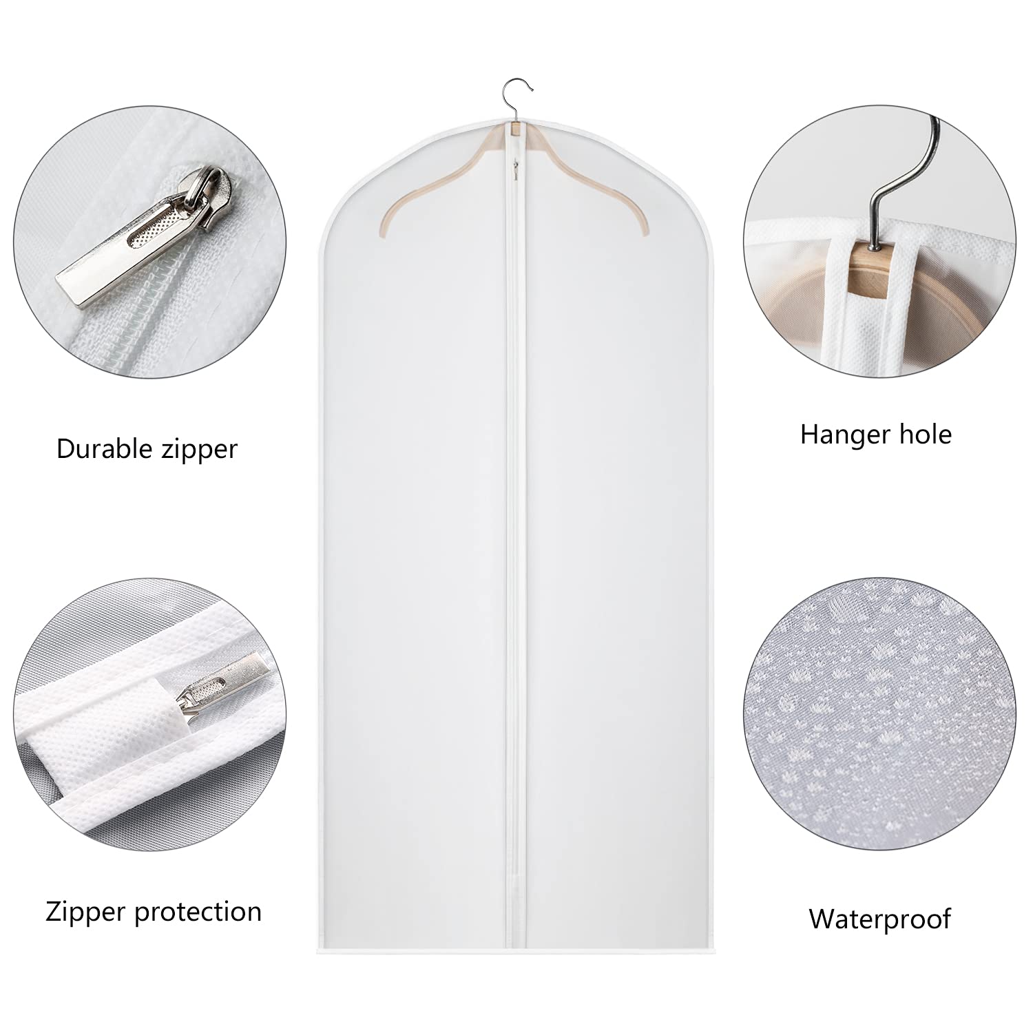 Univivi Clear Garment Bag Lightweight Dresses Bags (Set Of 16) Hanging Clothes Cover, Full Zipper Suit Bags For Closet Storage -