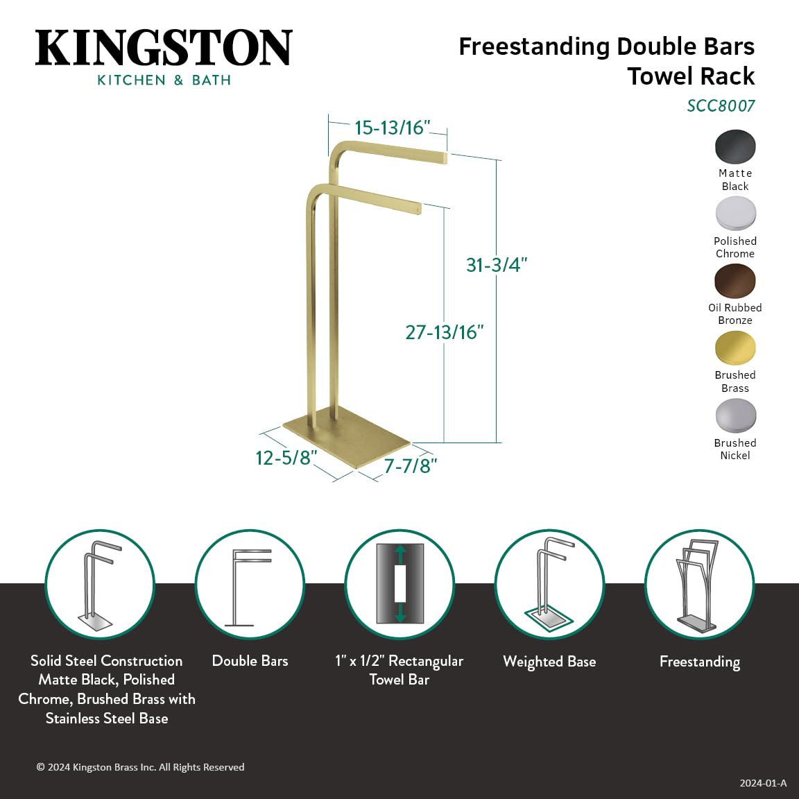 Kingston Brass Scc8001 Edenscape Freestanding Towel-Rack, Polished Chrome