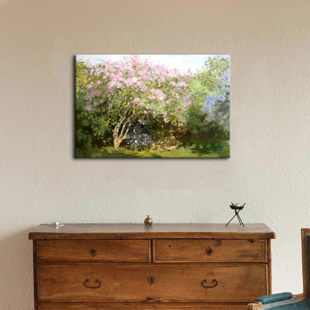 Wall26 - Lilacs In The Sun By Claude Monet Canvas Print Wall Art Famous Oil Painting Reproduction - 16'' X 24''