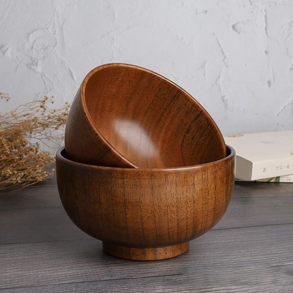 Hemoton 1Pc 10X6.5Cm Simple Wooden Bowl Food Bowl Handmade Wood Bowl Soup Bowls Cereal Bowls Rice Bowls Mixing Bowls Wooden Sala