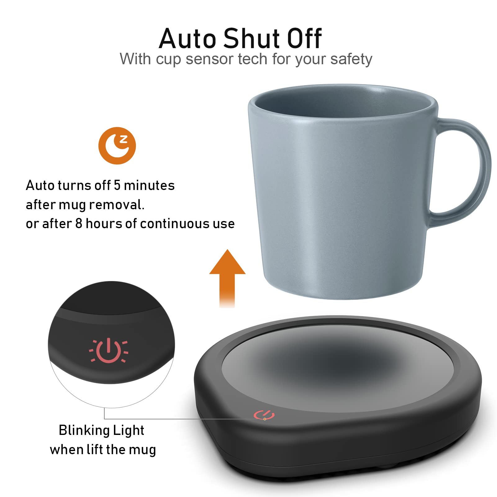 Coffee Mug Warmer With Auto Shut Off For Desk, Cup Warmer Smart Temperature Settings, Electric Beverage Tea Water Milk Warmer Fo