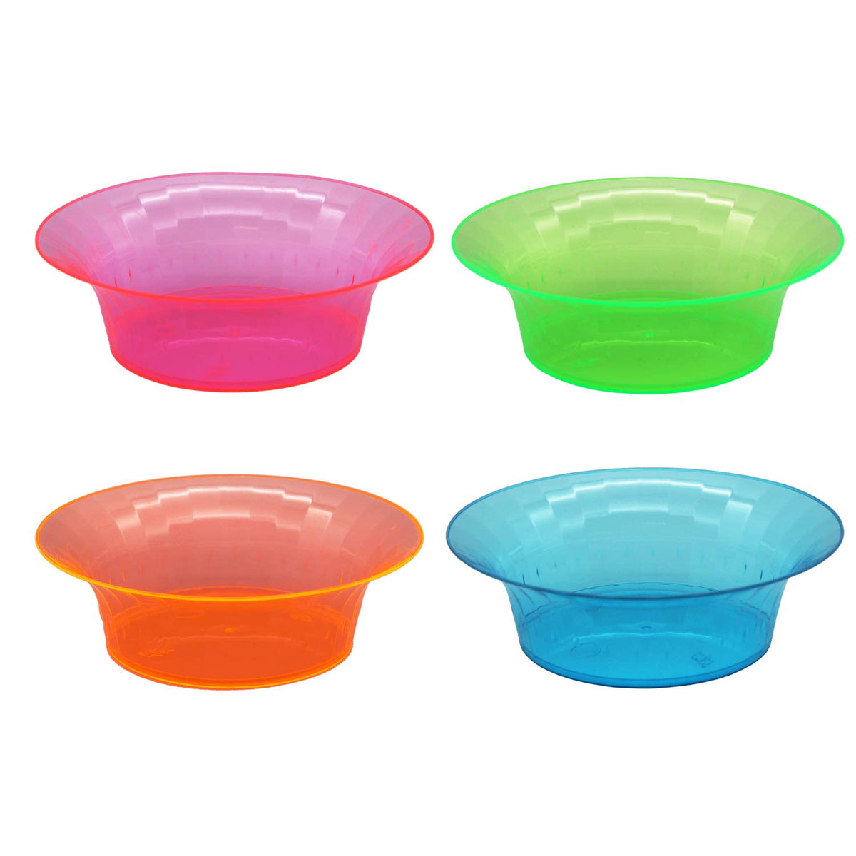 Party Essentials Salad/Snack Bowls, Hard Plastic, 10 Oz, Assorted Neon