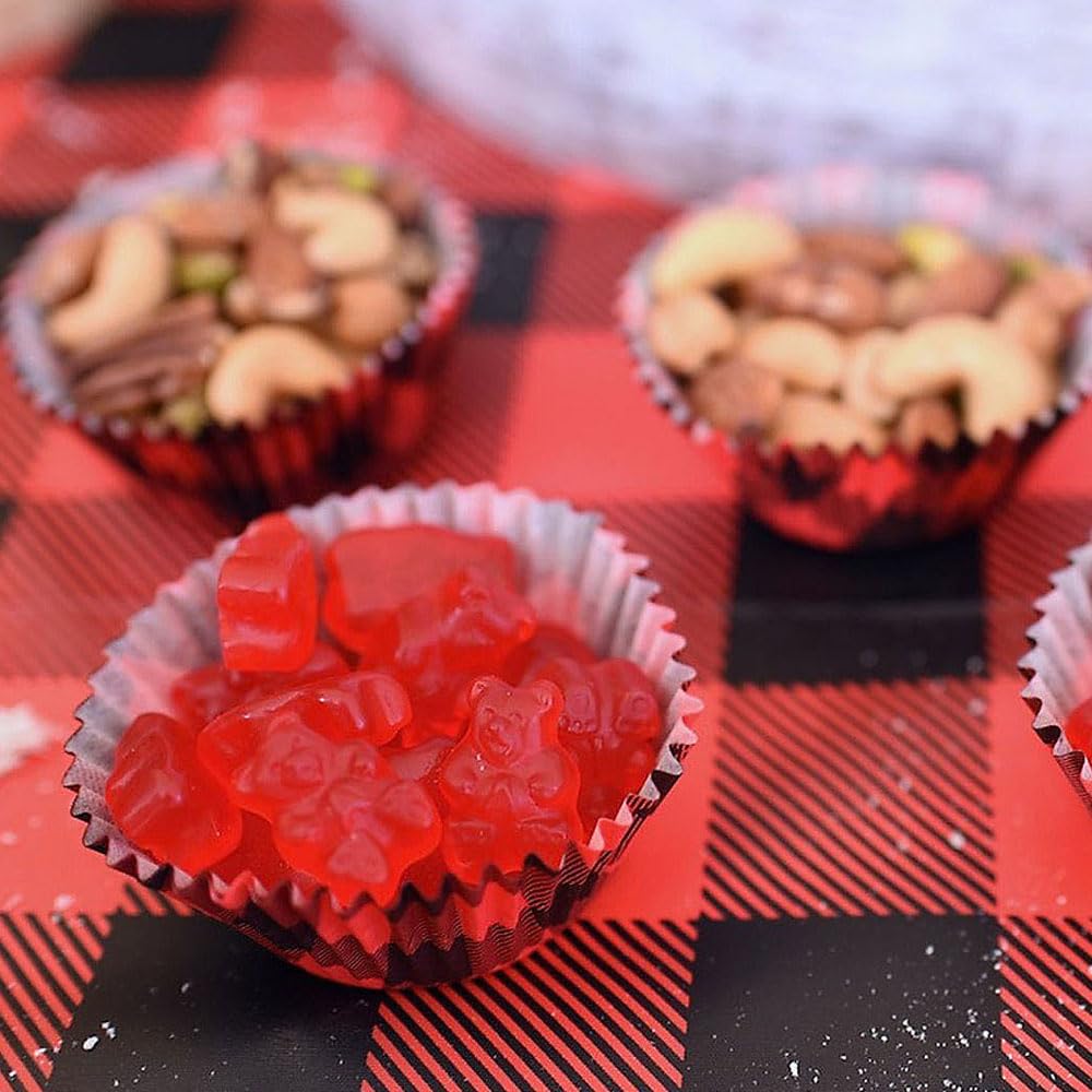 Buffalo Plaid Cupcake Wrappers - Bulk 100 Pack - Christmas Baking Cups And Lumberjack Party Supplies