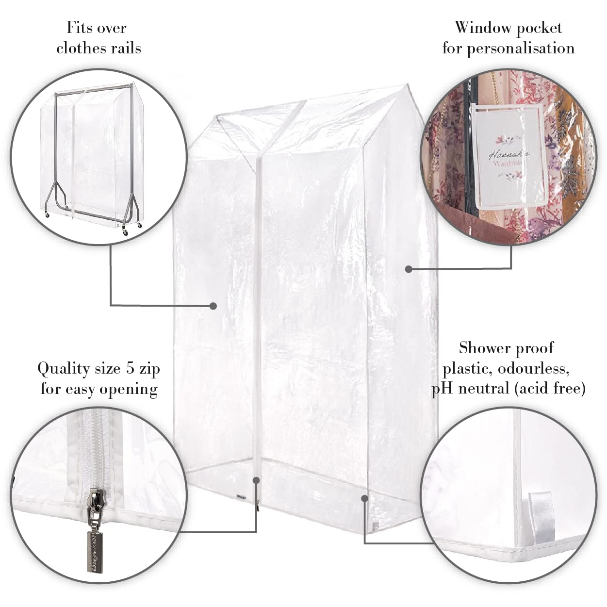HANgERWORLD 3ft clothes garment Rack cover with Zipper  Showerproof  Breathable  Dust Protector for garment Rack cover ONLY (36x24x65)