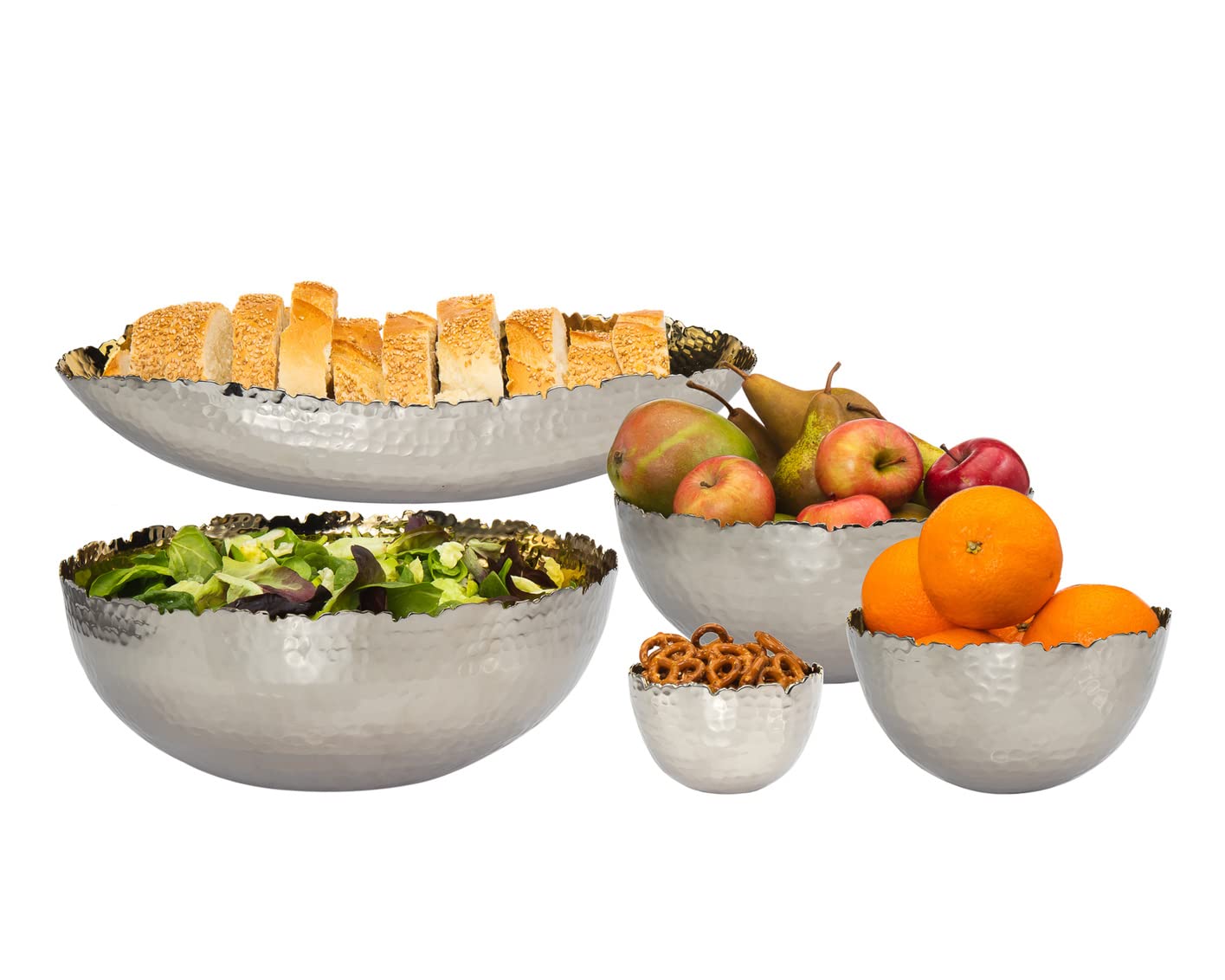 Godinger Serving Bowl, Fruit Bowl, Soup Bowl, Candy Bowl, Nickel And Gold, 6.5In