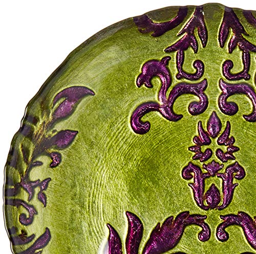 Red Pomegranate Damask Canape Plate Green Purple 6.5-Inch