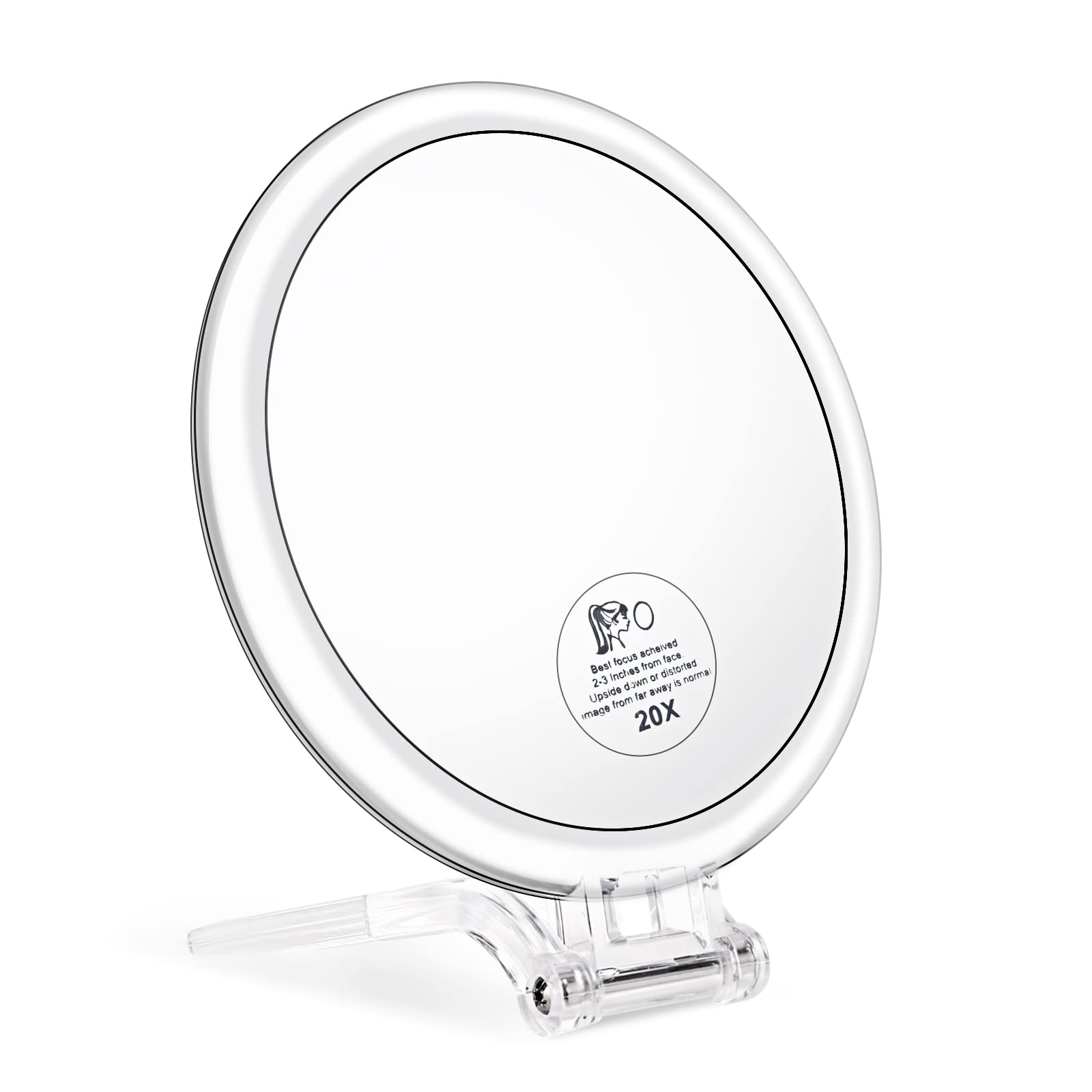 Jmh 6Inch,20X Magnifying Mirror,Double-Sided Hand Held Mirror With 1X/20X Magnification,Foldable Makeup Mirror For Handheld/Stan