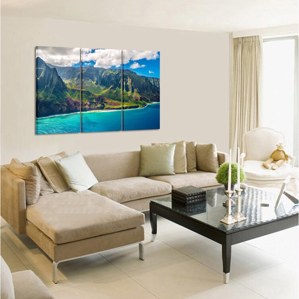 Kreative Arts - Large Nature Art Poster Print On Canvas View On Napali Coast On Kauai Island On Hawaii Landscape Pictures For Of
