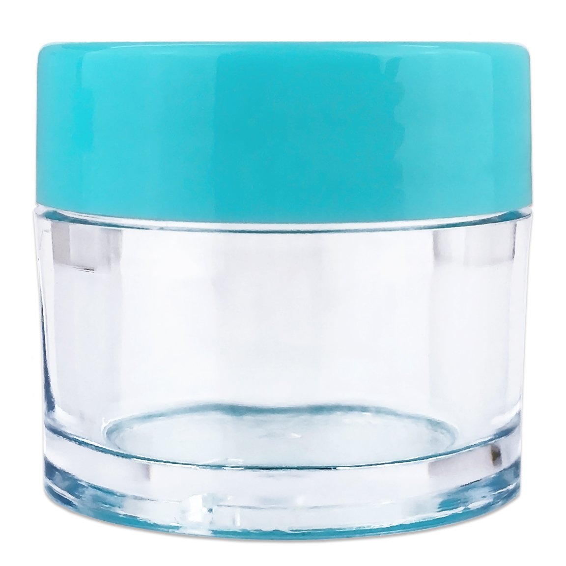 Beauticom 7 Gram / 7 Ml (Quantity: 60 Pieces) Thick Wall Round Leak Proof Clear Acrylic Jars With Teal Lids For Beauty, Cream, C