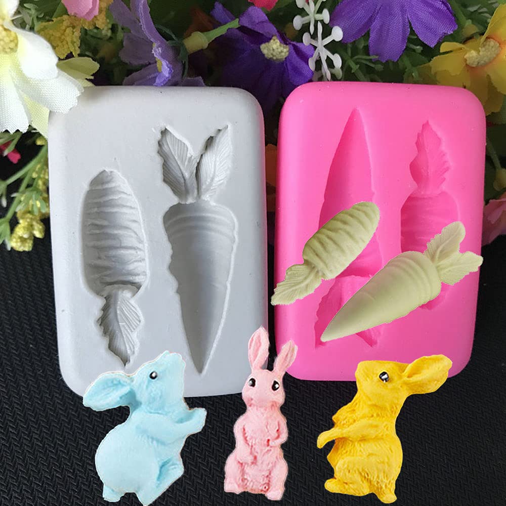 Cestony 3D Cute Mini Rabbit Bunny Animal And Vegetable Carrot Silicone Molds For Diy Cake Fondant Biscuit Cookies Soap Sugar Pud
