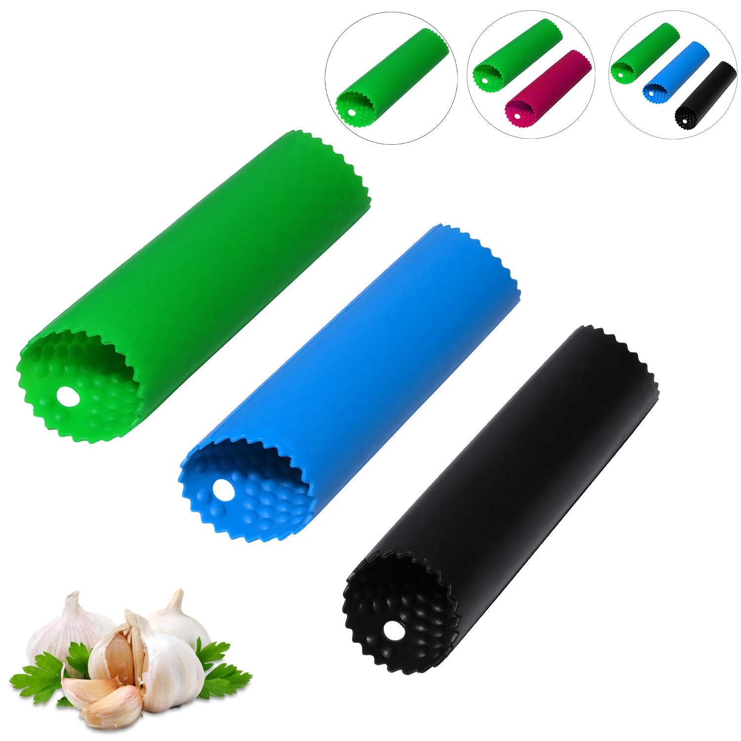 Sinnsally Garlic Peeler Skin Remover Roller Keeper,Easy Quick To Peeled Garlic Cloves With Silicone Tube Roller Garlic Peeling K