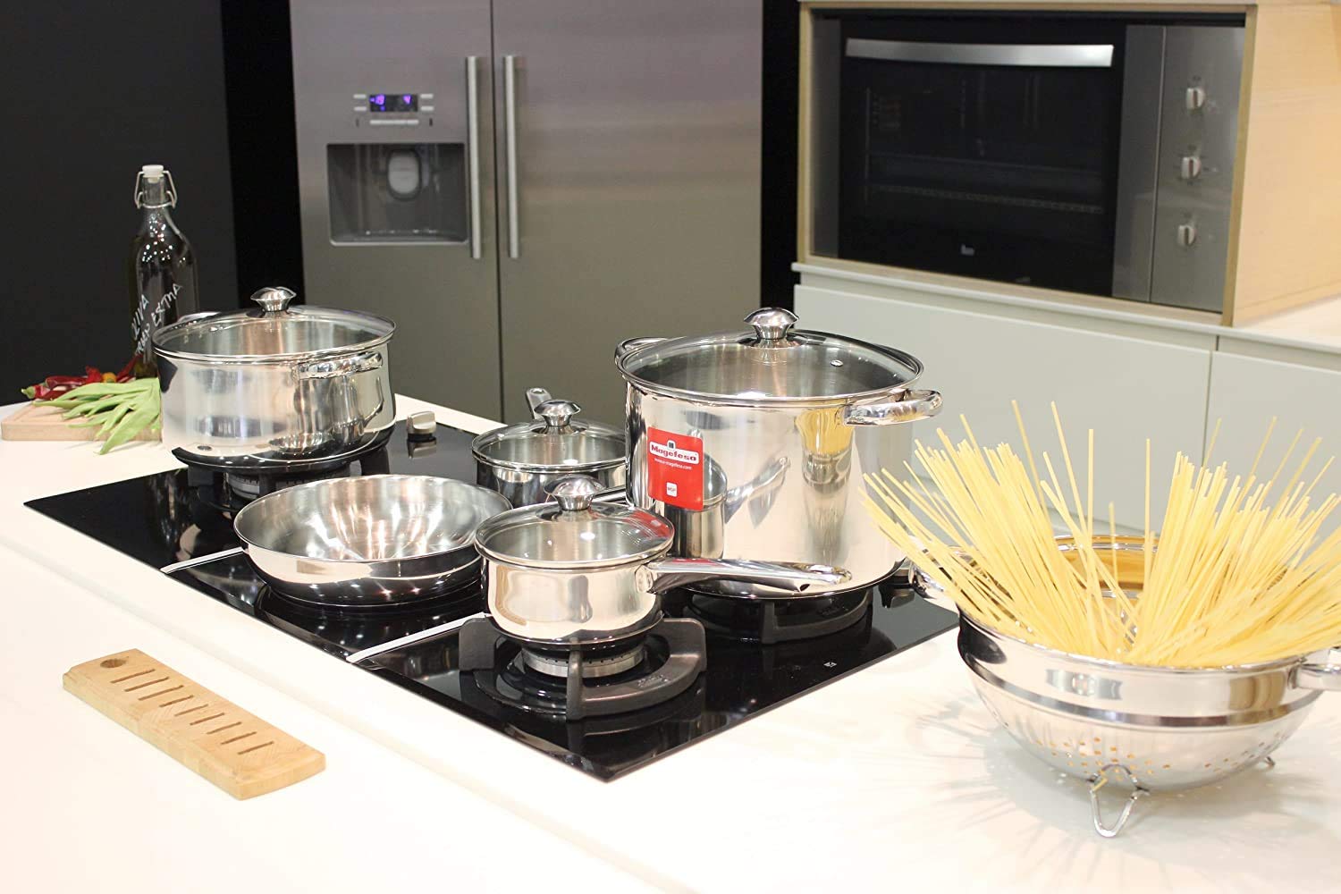 MAGEFESA  Vesta 10 Piece Cookware Set, Crafted from Stainless Steel, Easy to Clean and Dishwasher Safe, Soft-Touch metal Handles