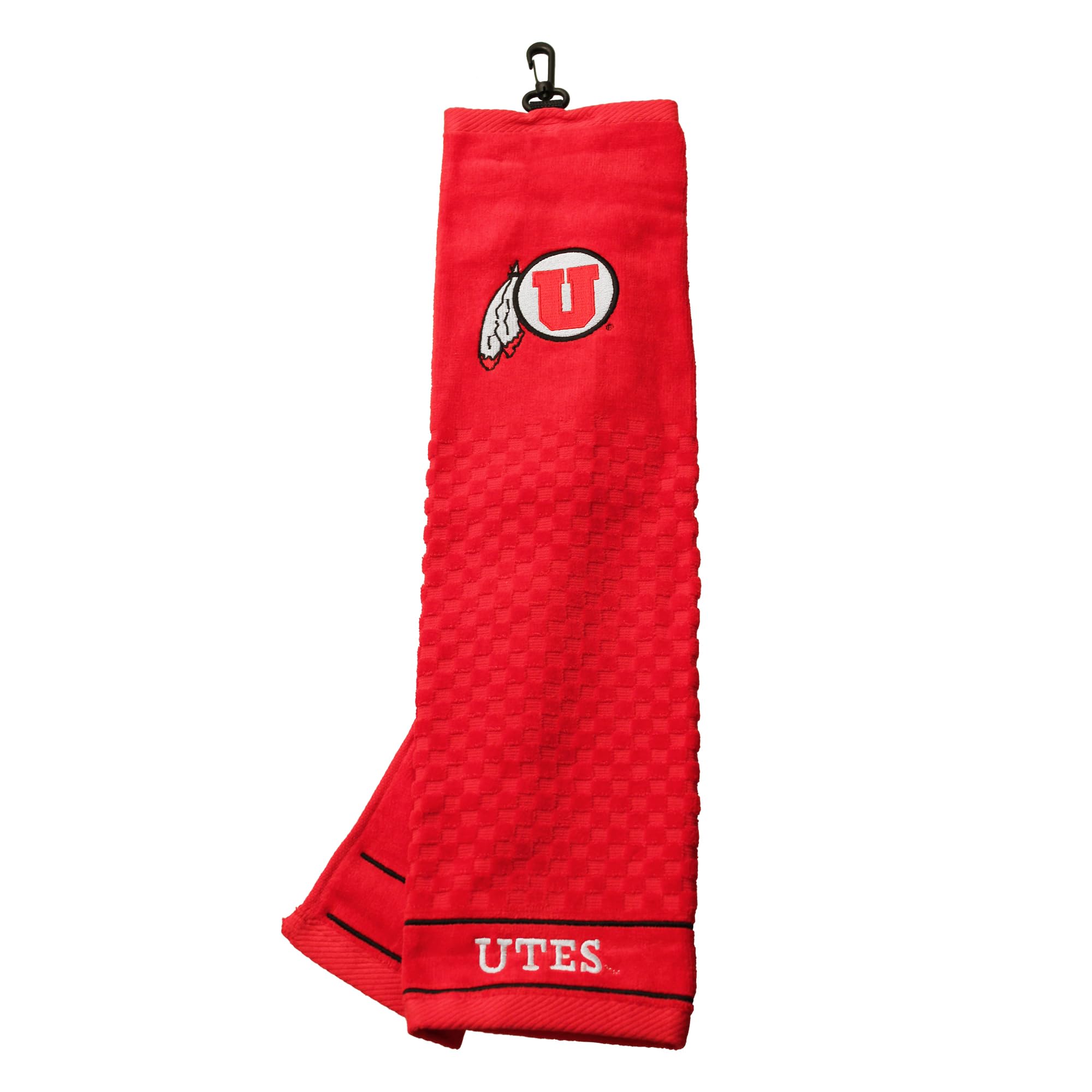 Team Golf Ncaa Utah Utes Embroidered Golf Towel Embroidered Golf Towel, Checkered Scrubber Design, Embroidered Logo