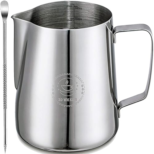 Milk Frothing Pitcher 20Oz,Espresso Steaming Pitcher 20Oz,Espresso Machine Accessories,Milk Frother Cup 20Oz,Milk Coffee Cappucc
