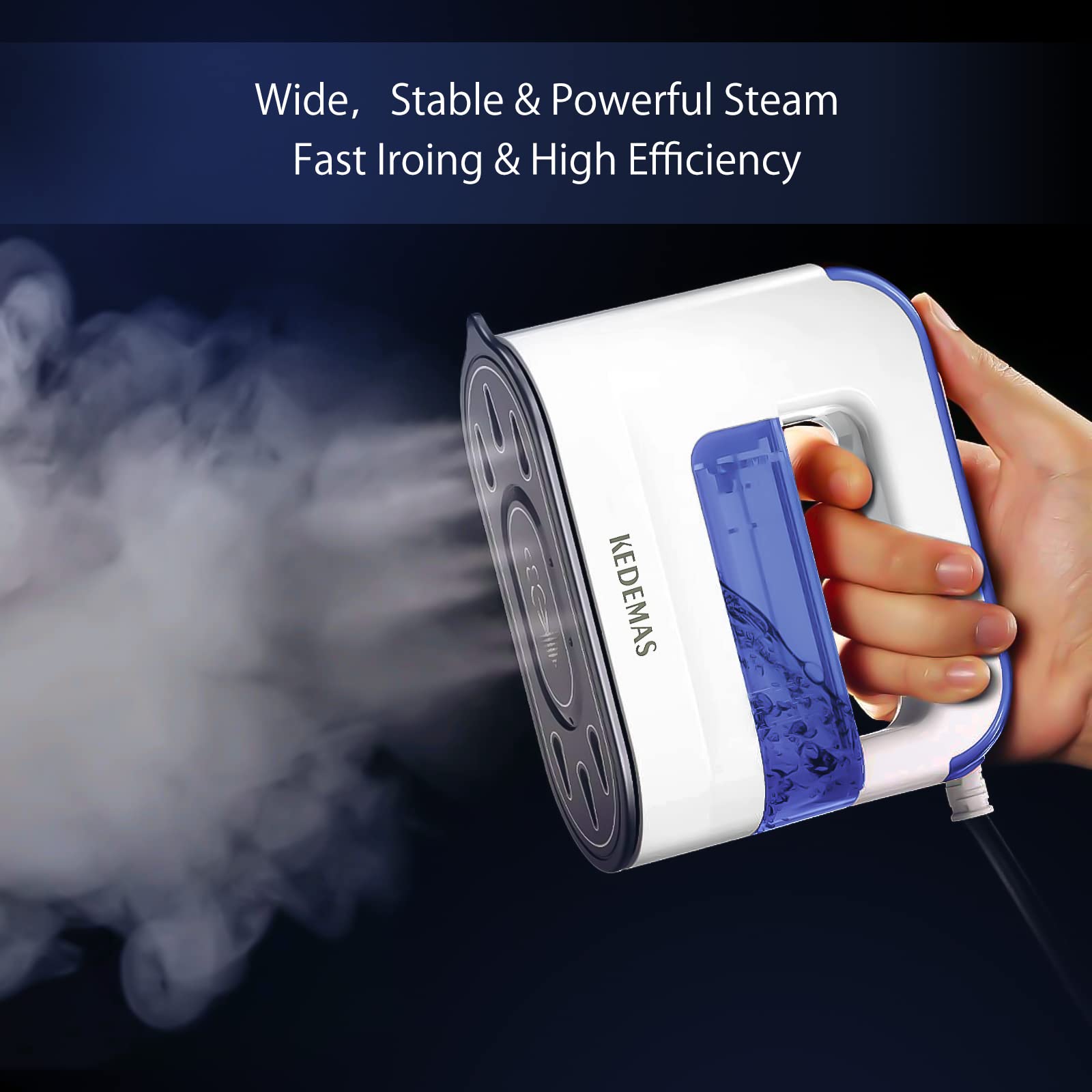Kedemas Portable Steamer Iron For Clothes, 1300W Mini Handheld Clothes Steamer, Horizontal, Vertical And Dry Ironing, Travel Gar