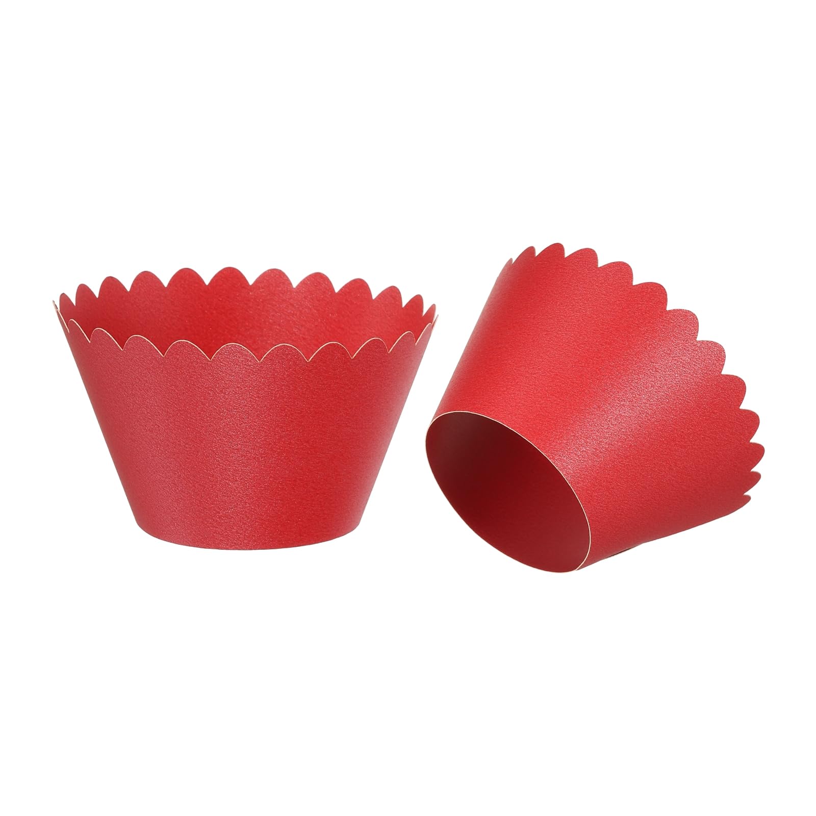 Patikil Cupcake Wrappers Paper, 50 Pack Baking Cups Standard Wave Decoration For Anniversary Birthday Weddings And Parties, Red