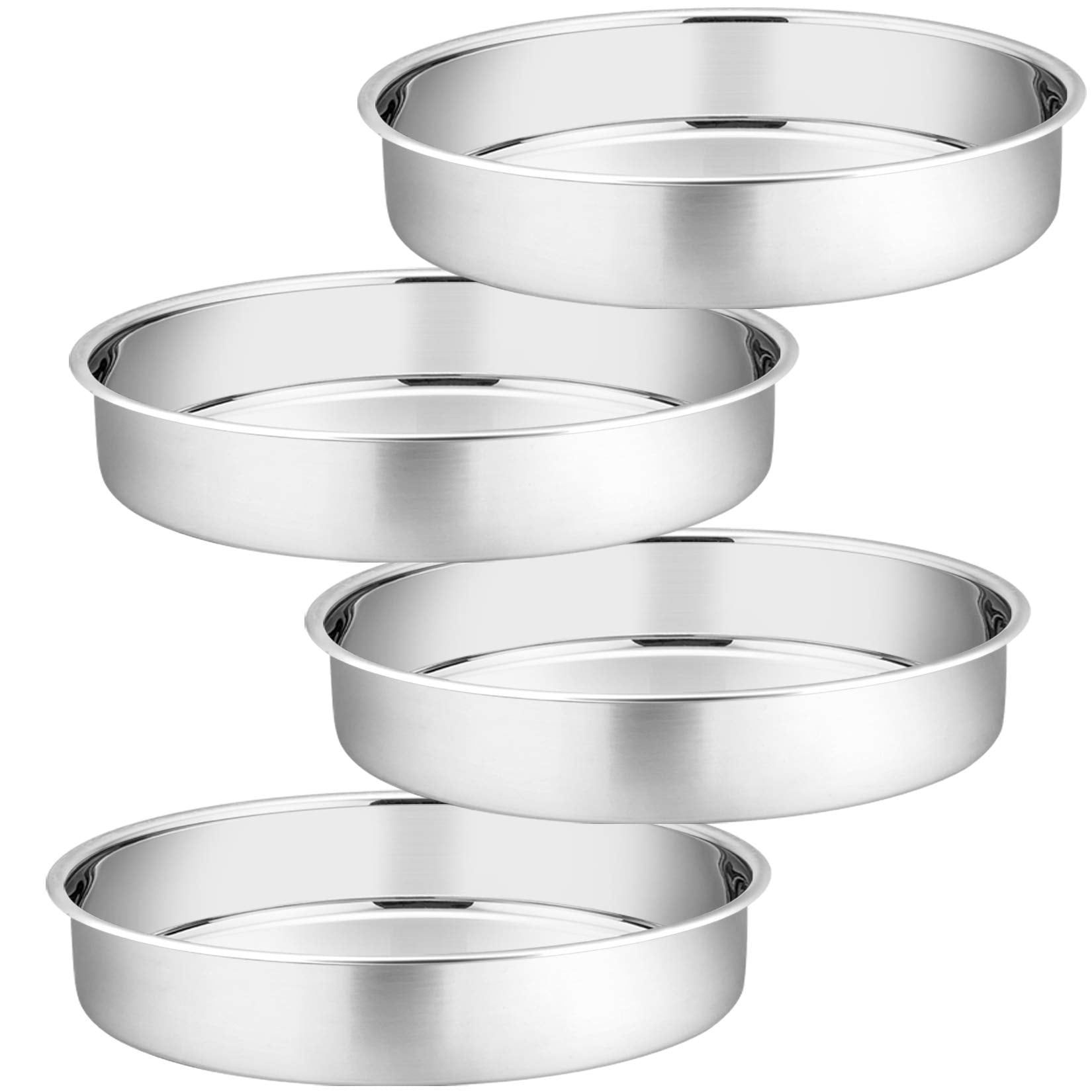 11 Inch Cake Pan Set Of 4, P&P Chef Stainless Steel Large Round Baking Pans, For Birthday Wedding Thanksgiving, Non Toxic & Heal