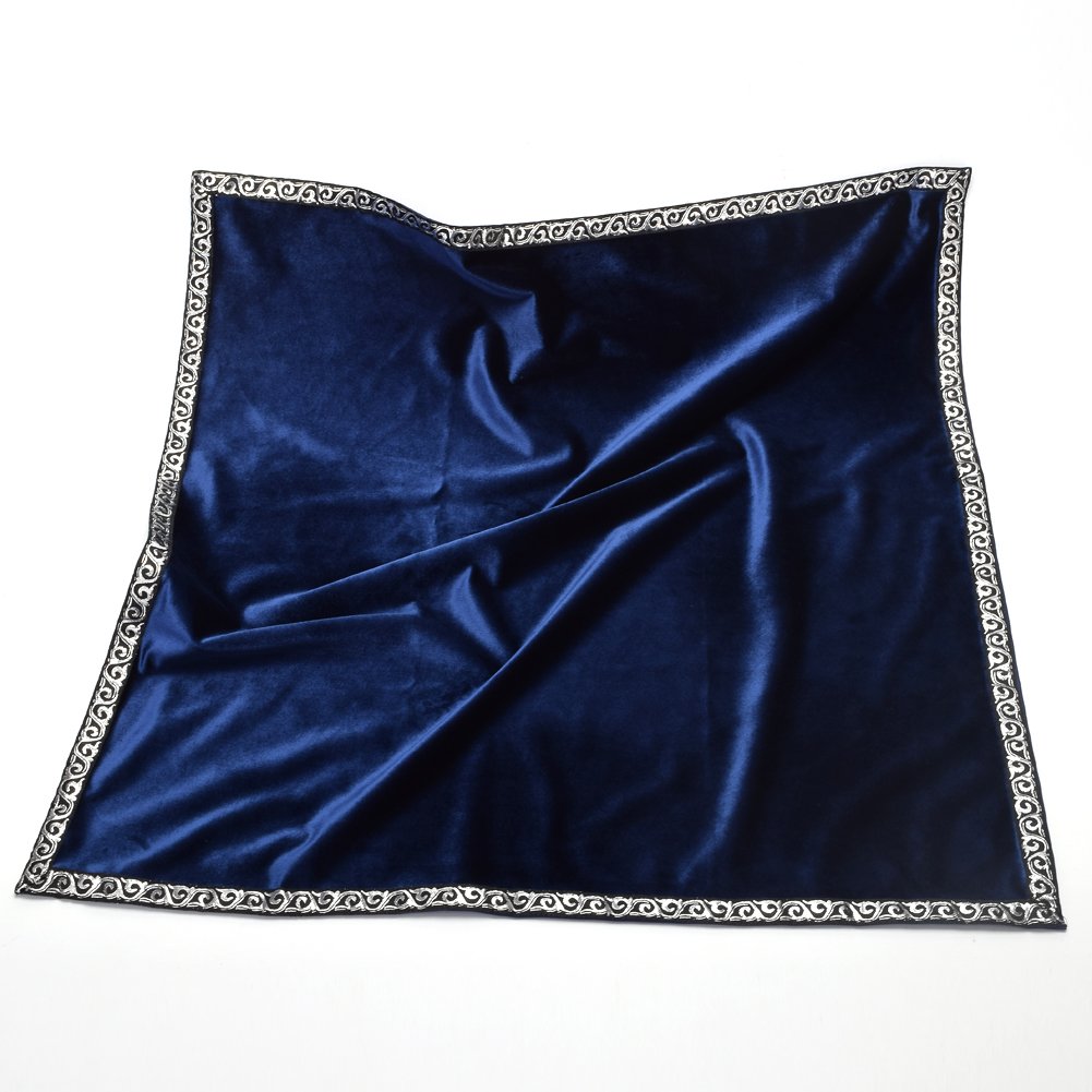 Blessume Square Altar Tarot Table Cloth Divination Wicca Velvet Cloth With Tarot Pouch Blue