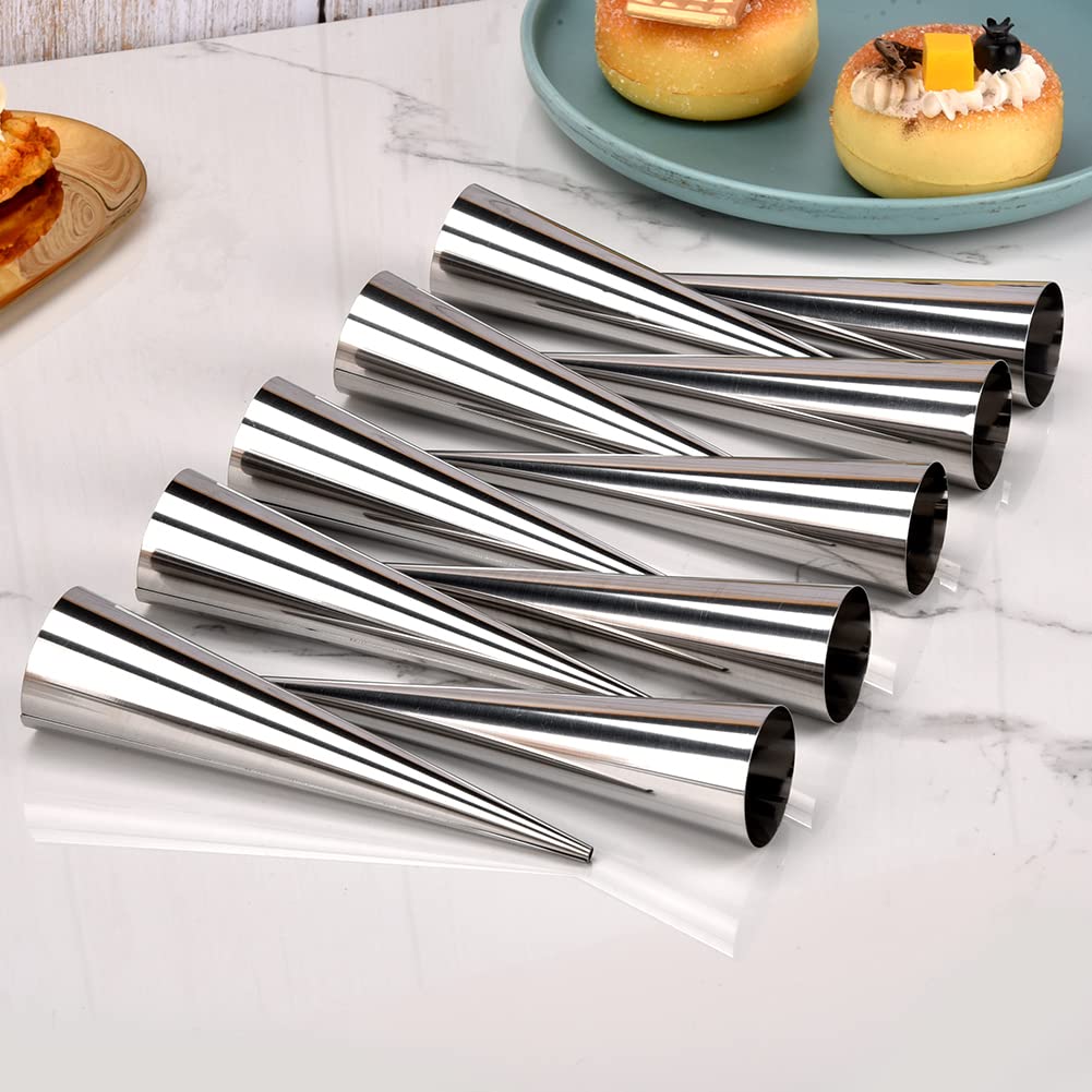 Guowall Cream Horn Mold, Stainless Steel Ice Cream Cone Mold And Tubular Shaped Reusable Pastry Mould For Baking, Diy Baking Too