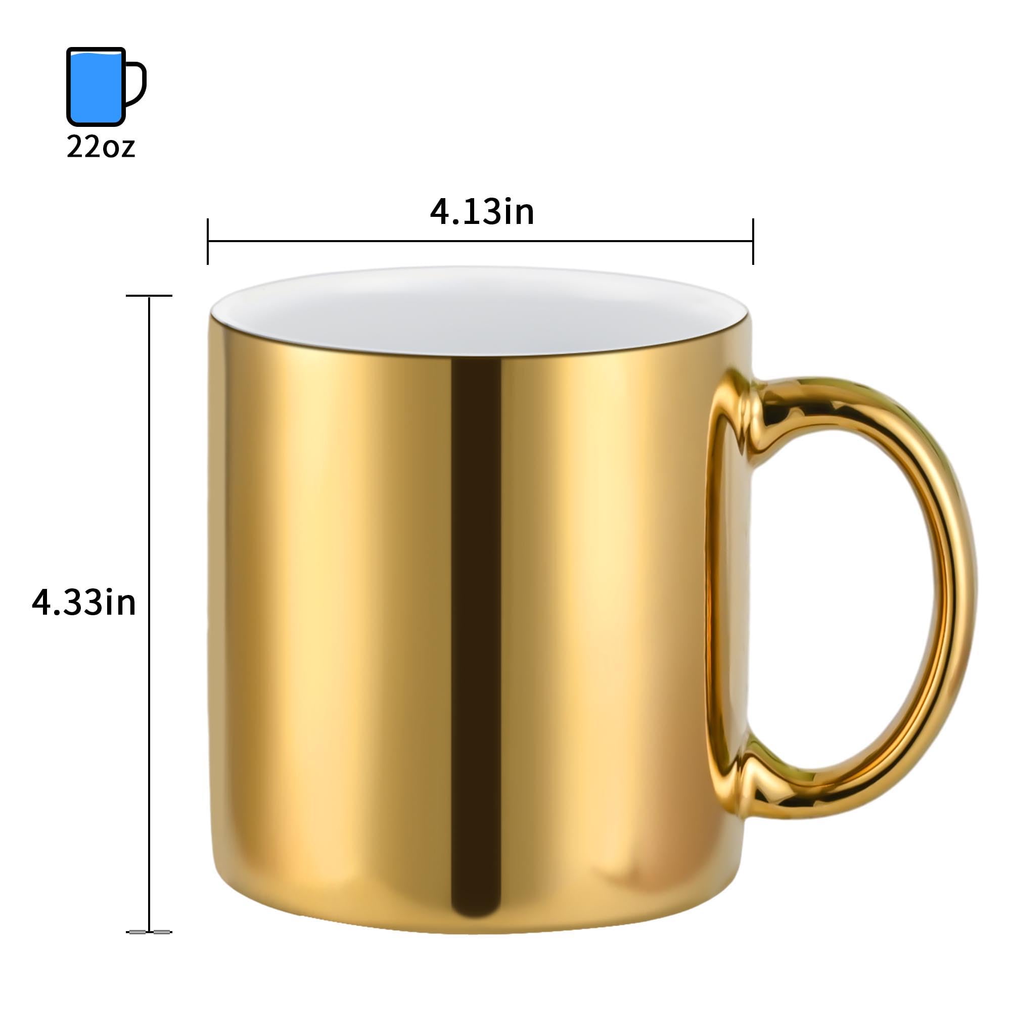 Bycnzb 22oz large Coffee Mugs gold Ceramic Mugs set of 2 Ceramic Cups for Coffee, Tea, Cocoa (22oz)