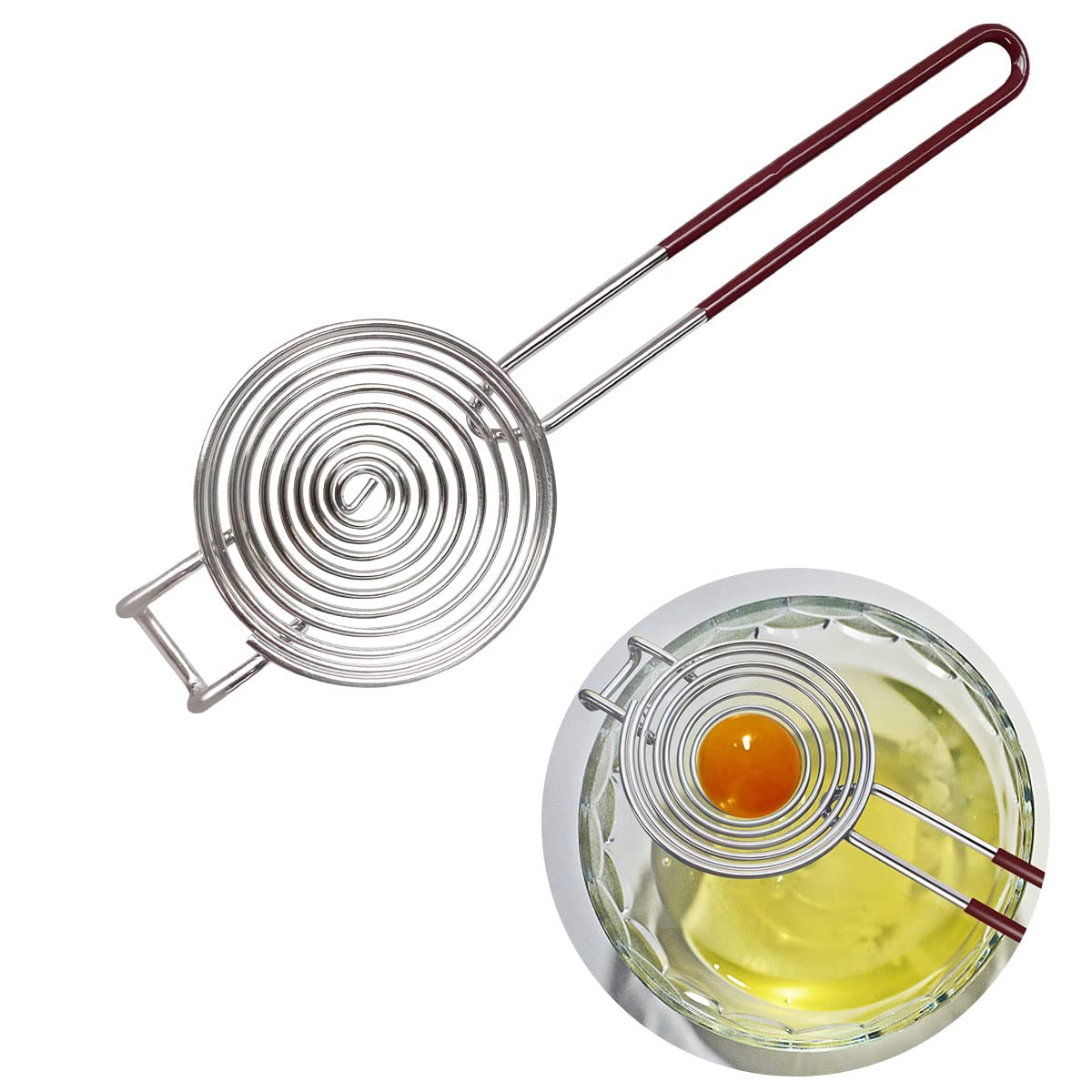 1 Pack Stainless Steel Yolk White Separator Tool Long Handled Egg White Separator, Egg Separator For Baking Cake, Kitchen Gadget