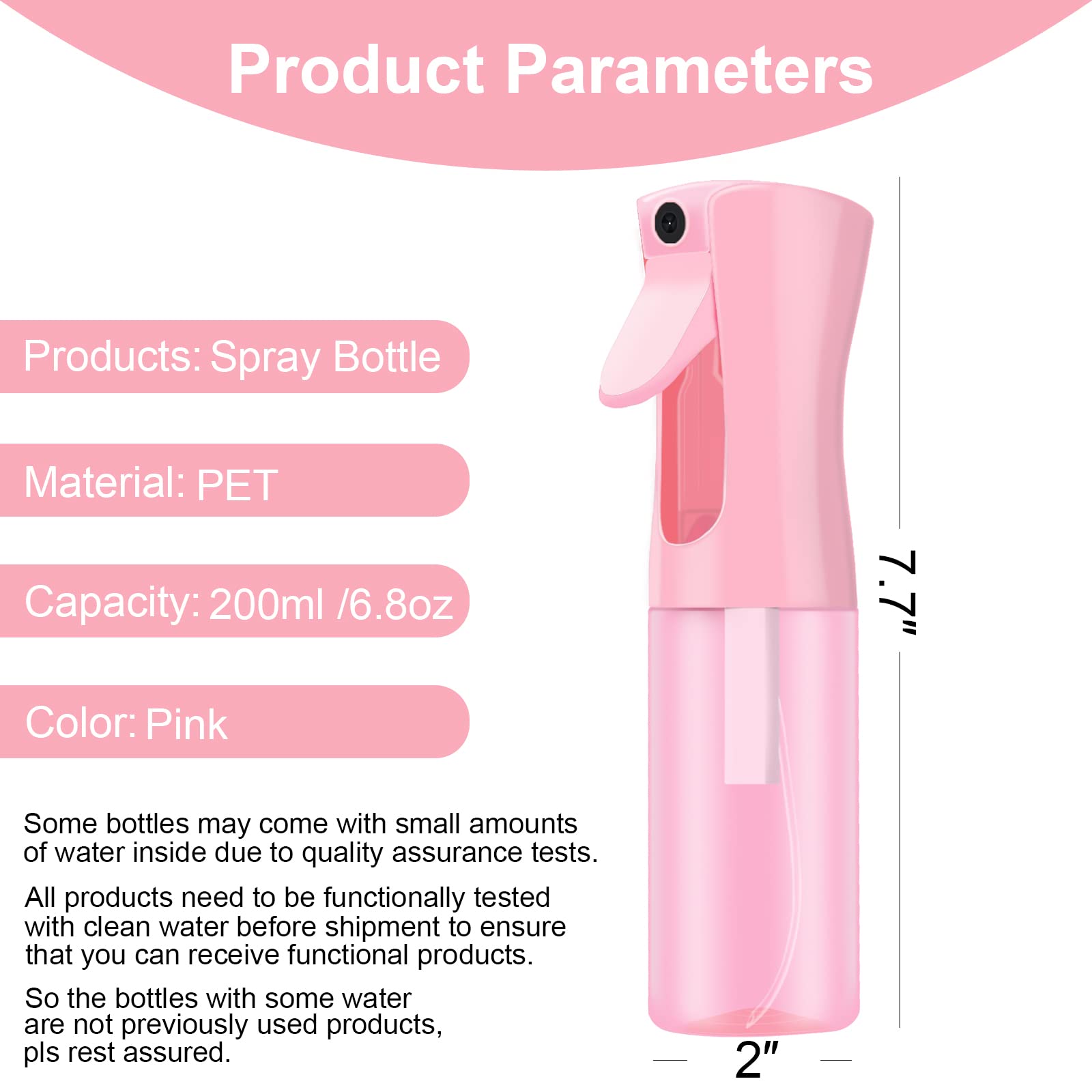 Lerpolor Empty Spray Bottles, Continuous Spray Bottle For Hair, Spray Water Bottle Fine Mist Refillable, Skin Care, Showering Pe