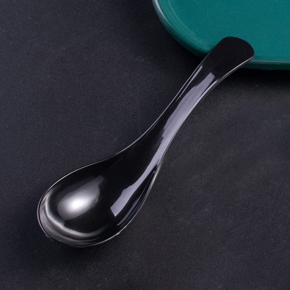 Hemoton 200Pcs Asian Soup Spoons Disposable Spoons Rice Spoons Noodle Soup Spoons Japanese Soup Spoon For Home And Kitchen (Blac