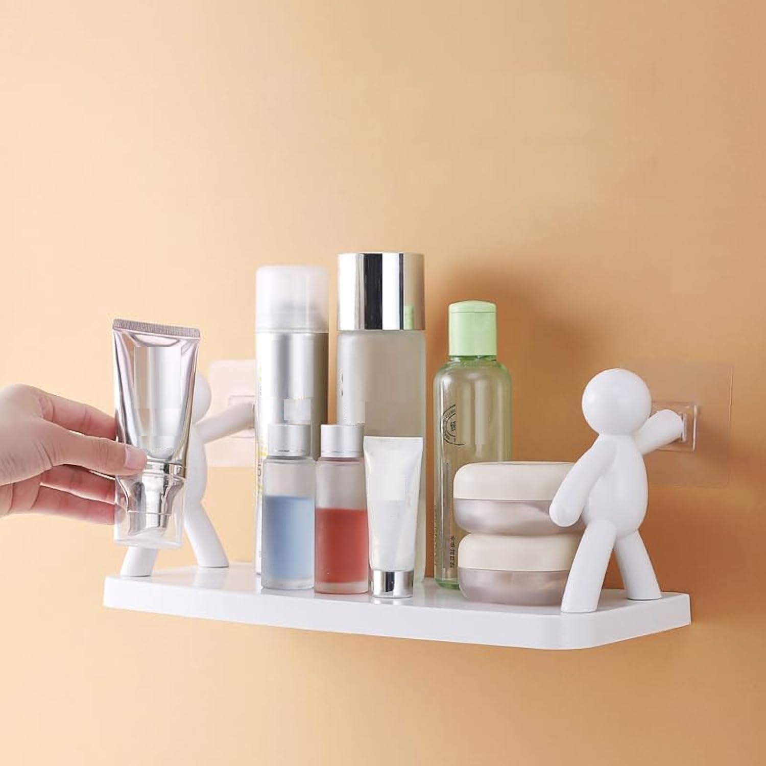 Primechoice Wall Mounted Bathroom Shelf, Transparent, Acrylic, Modern Style, Vacuum Suction, No Drilling Required, Corner Storag