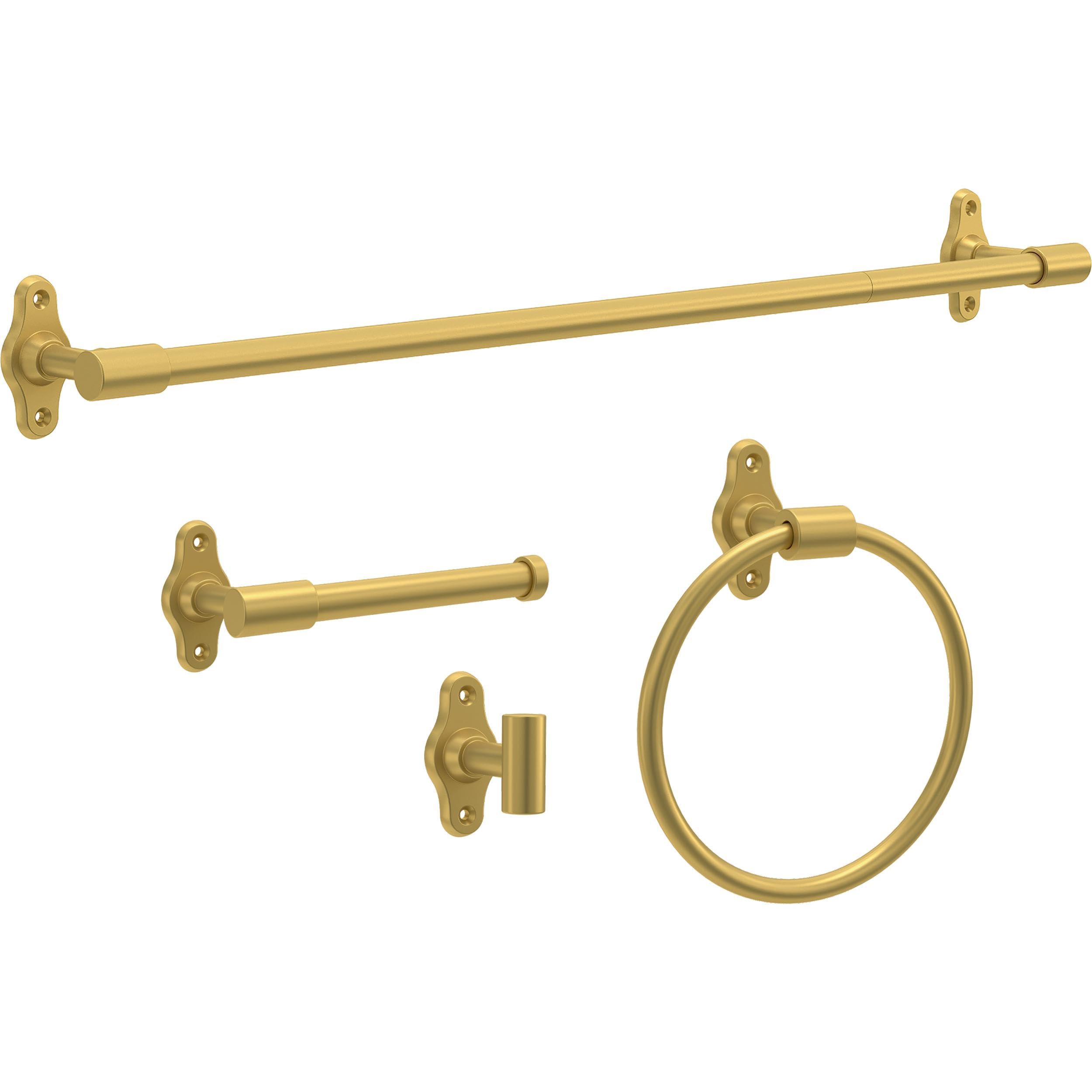 Franklin Brass Calloway (1-Pack) Toilet Paper Holder Satin Gold Euro Tissue Roll Holder Single Post Toilet Tissue Holder Wall Ba