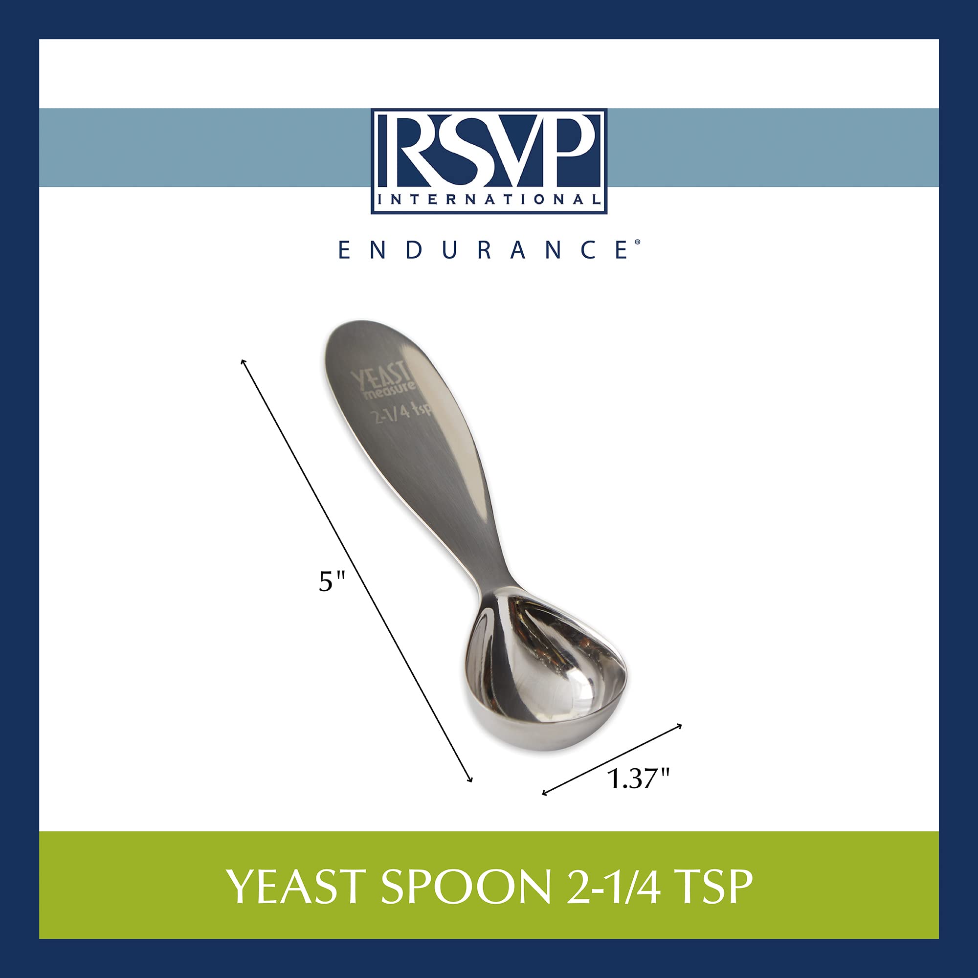 Rsvp International Endurance Kitchen Collection Measuring Tools, Dishwasher Safe, Yeast, 2.25-Teaspoons, Stainless Steel
