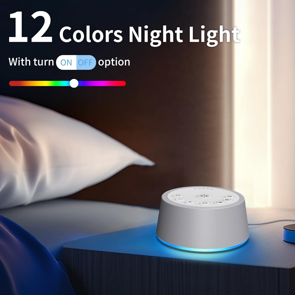 SoundLegend White Noise Sleep Sound Machines 30 Sounds 32-Level Volume 12 Colors Light 5 Timers Adjustable Light Brightness Comp
