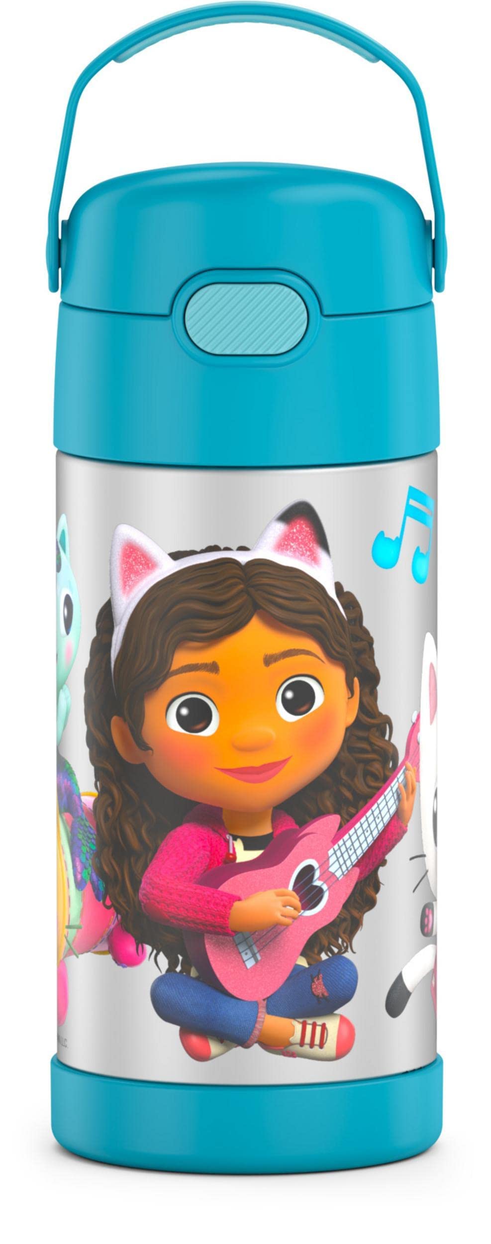 Thermos Funtainer Water Bottle With Straw - 12 Ounce, Gabbys Dollhouse - Kids Stainless Steel Vacuum Insulated Water Bottle With